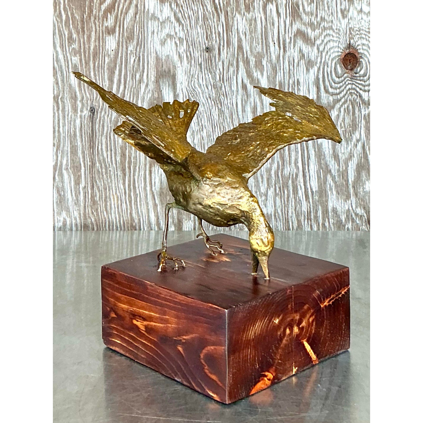 Vintage Boho Gilt Tipped Bird Sculpture - Back view