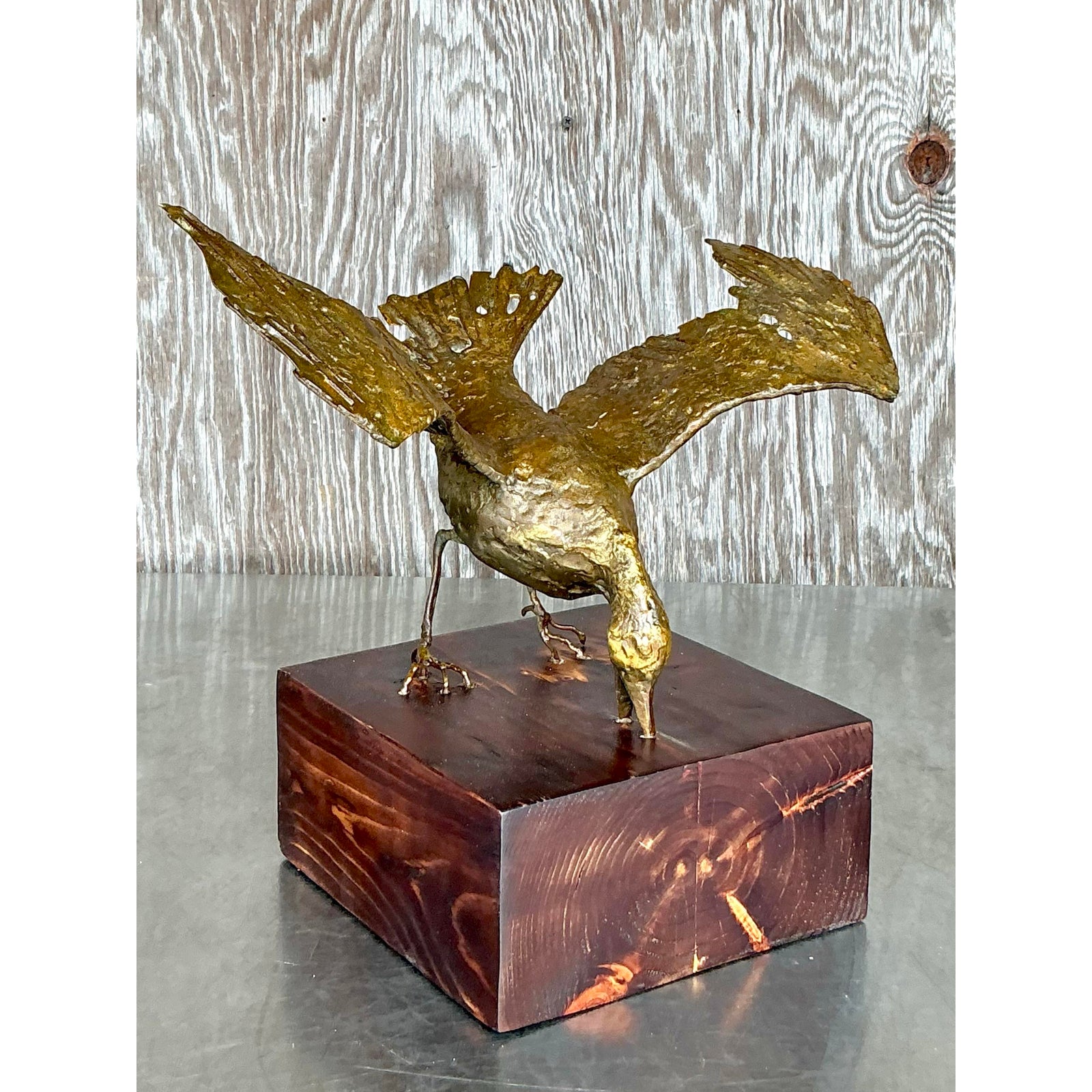 Vintage Boho Gilt Tipped Bird Sculpture - Top view