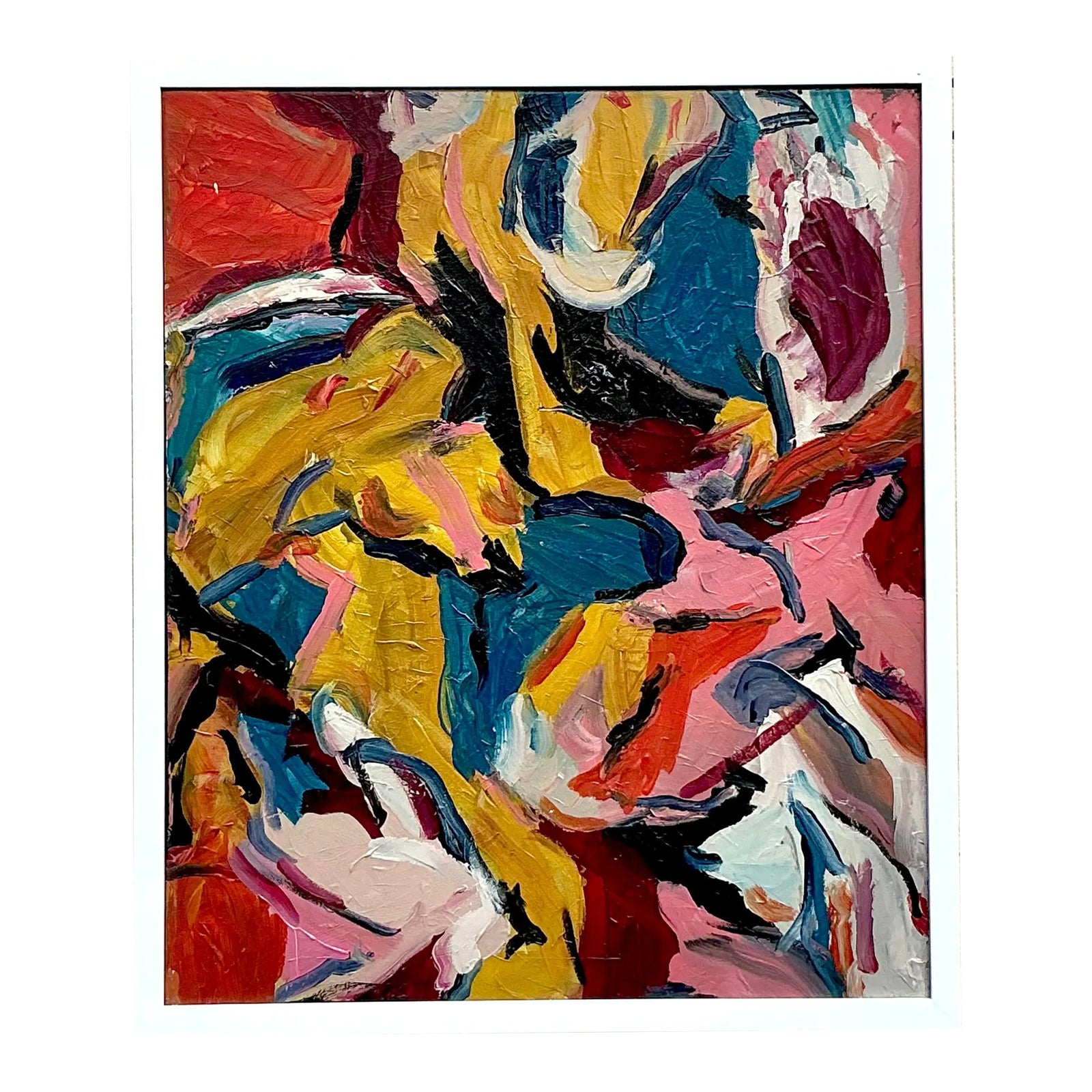 Vintage Boho Original Abstract Oil on Canvas