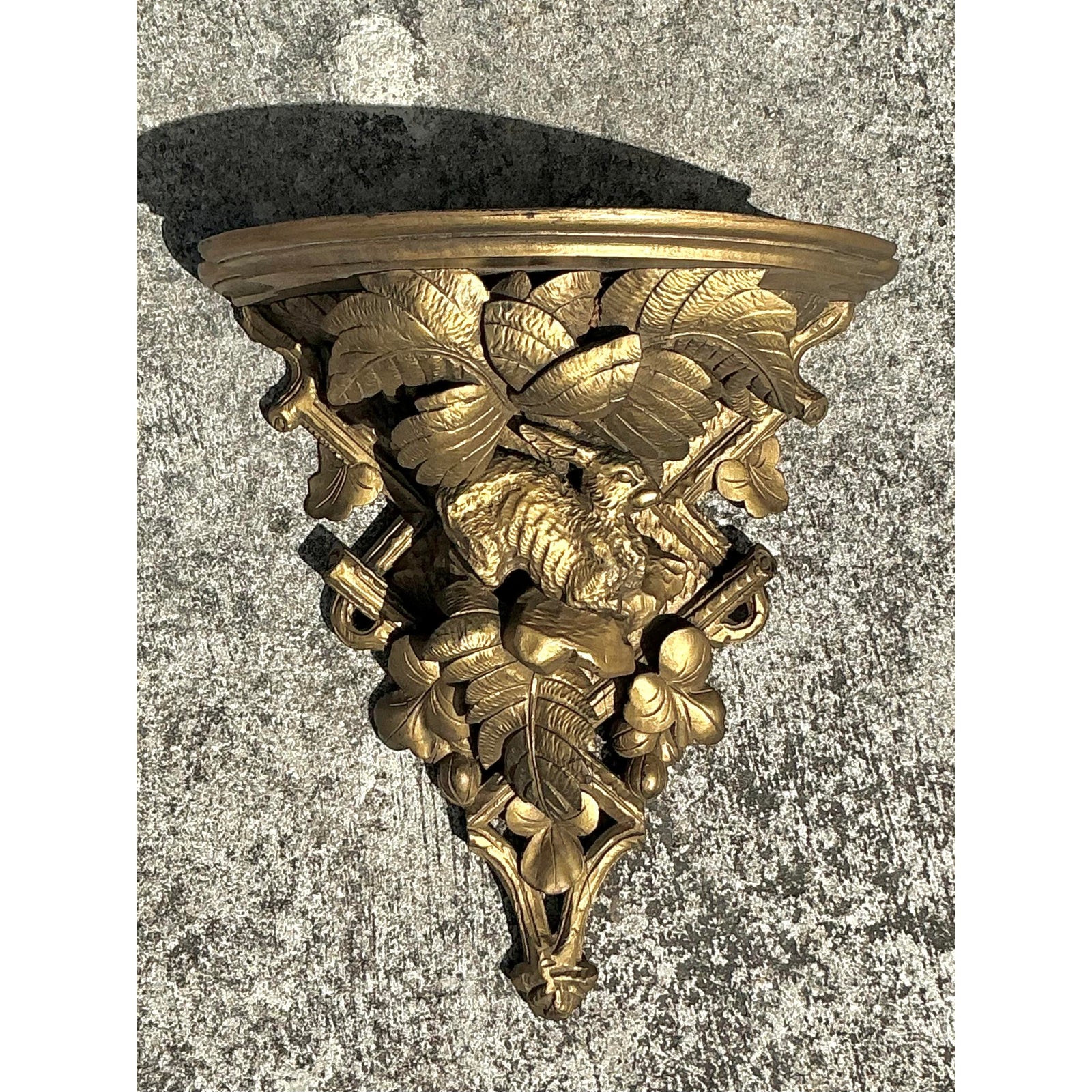 Vintage Regency Carved Wood Gilt Bracket - Back view