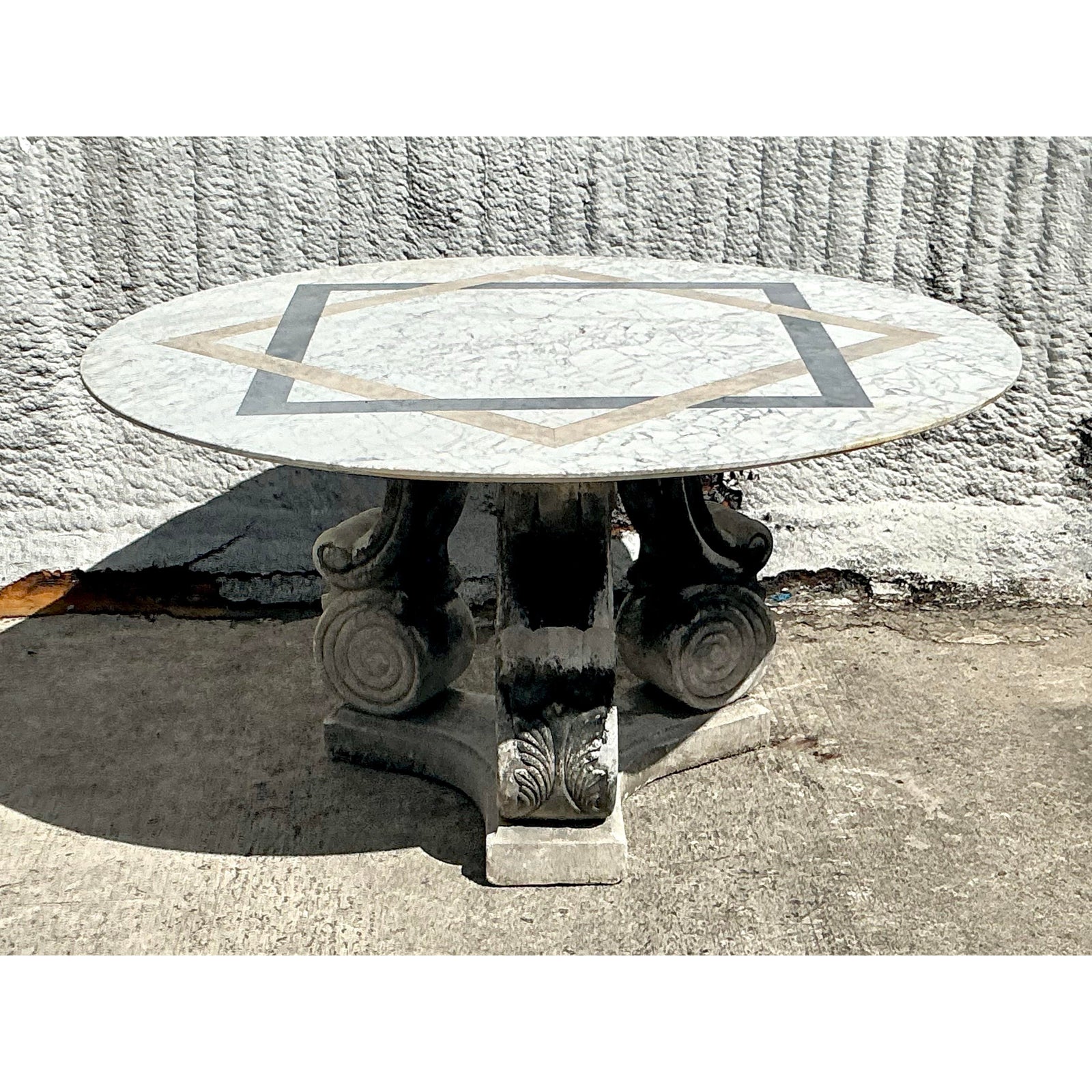 Vintage Regency Inlay Marble Table - Top view