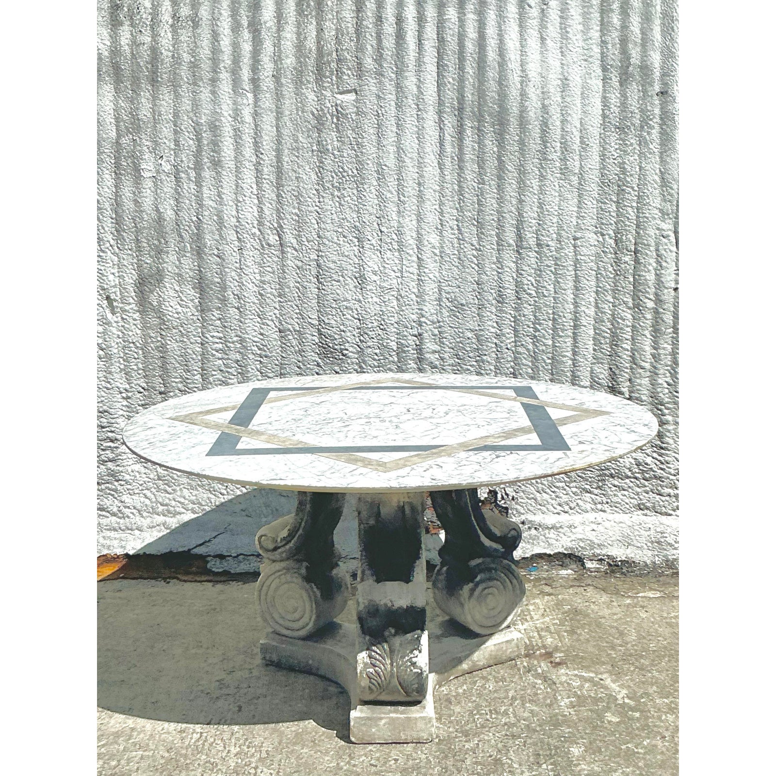 Vintage Regency Inlay Marble Table - Detail view