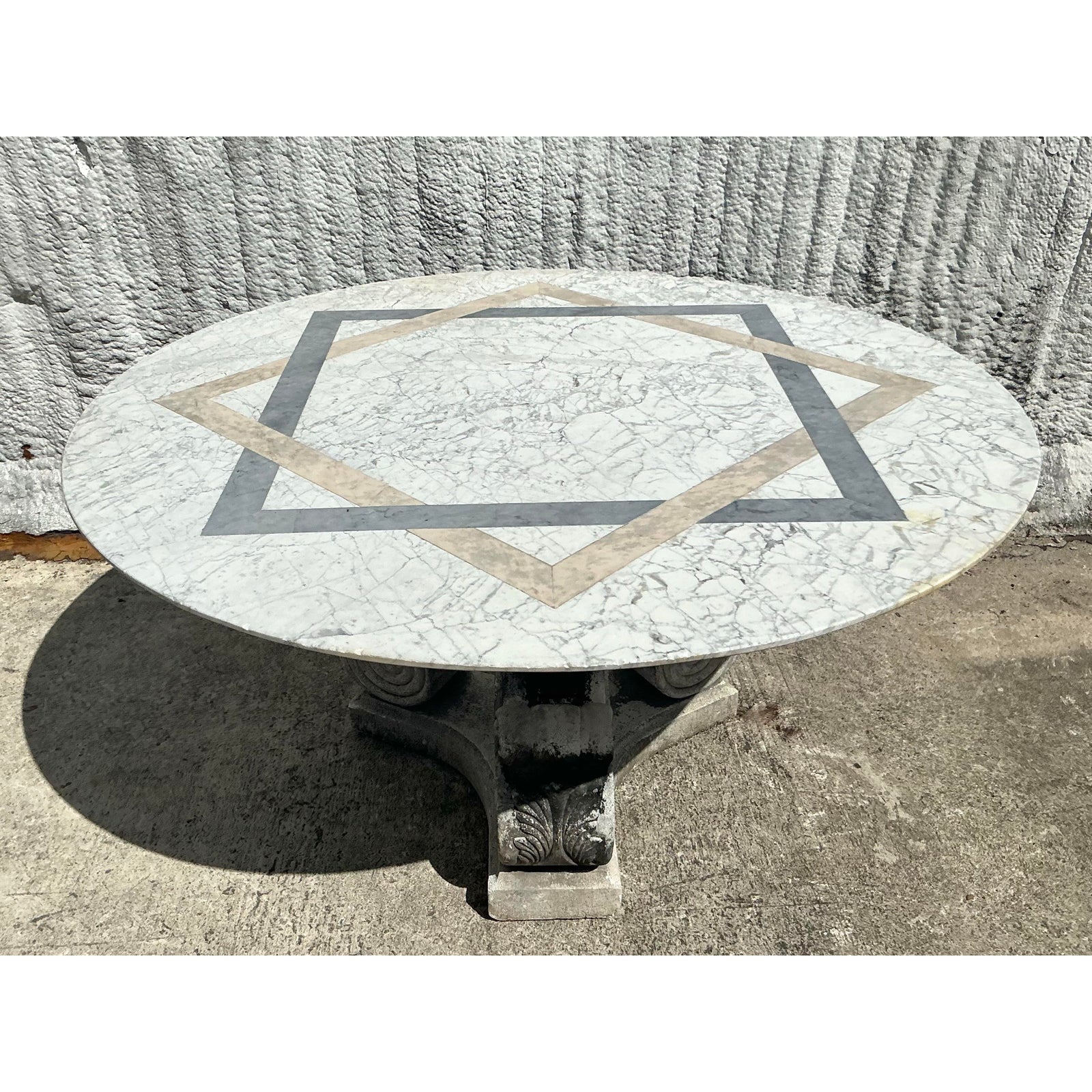 Vintage Regency Inlay Marble Table - Back view