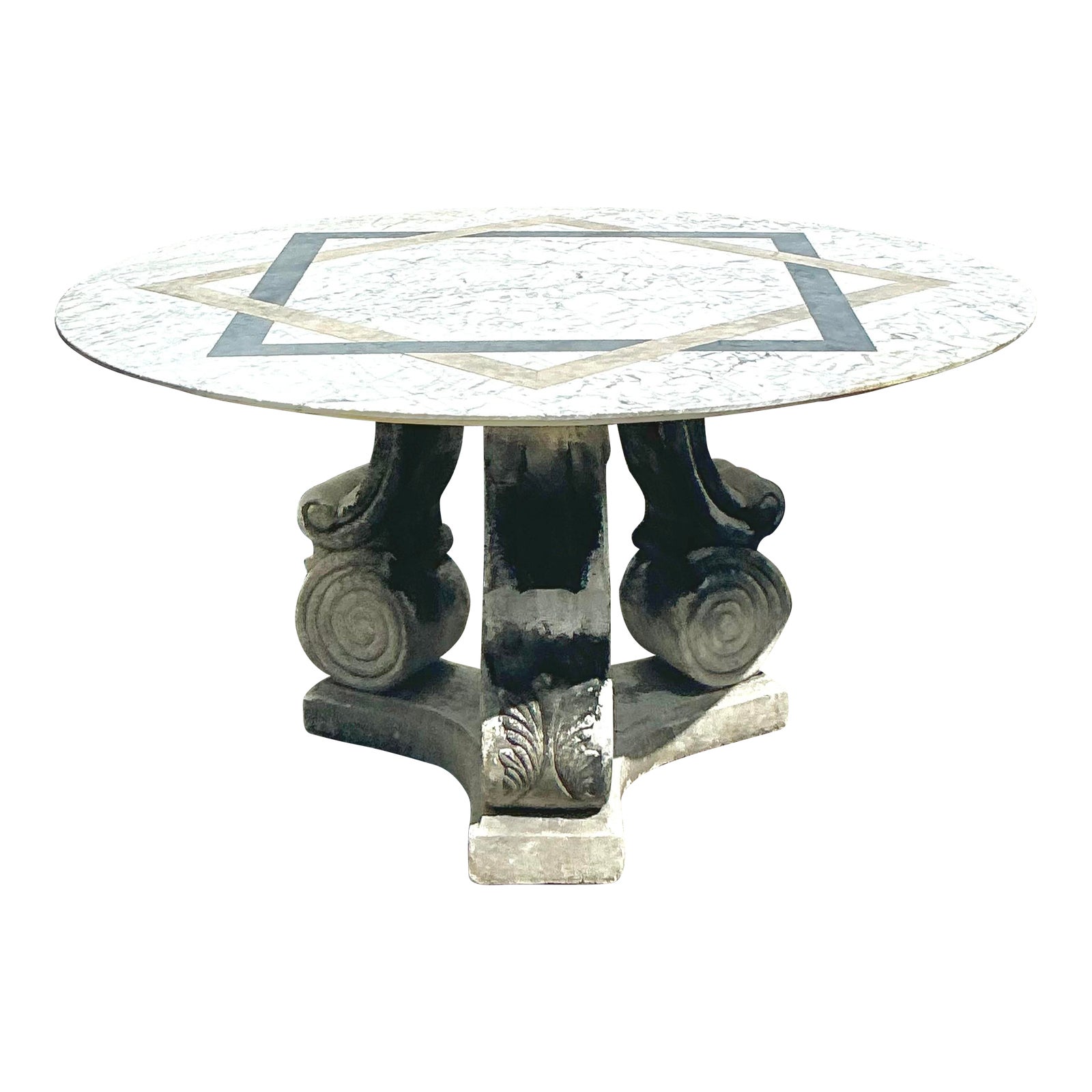 Vintage Regency Inlay Marble Table