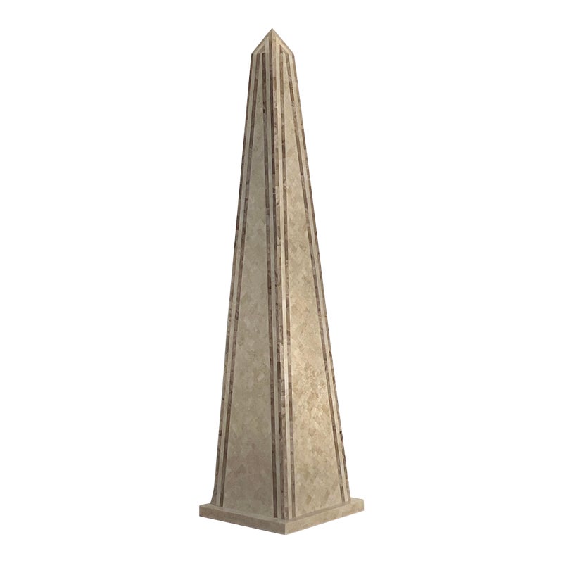 Vintage Boho Monumental Tessellated Stone Obelisk