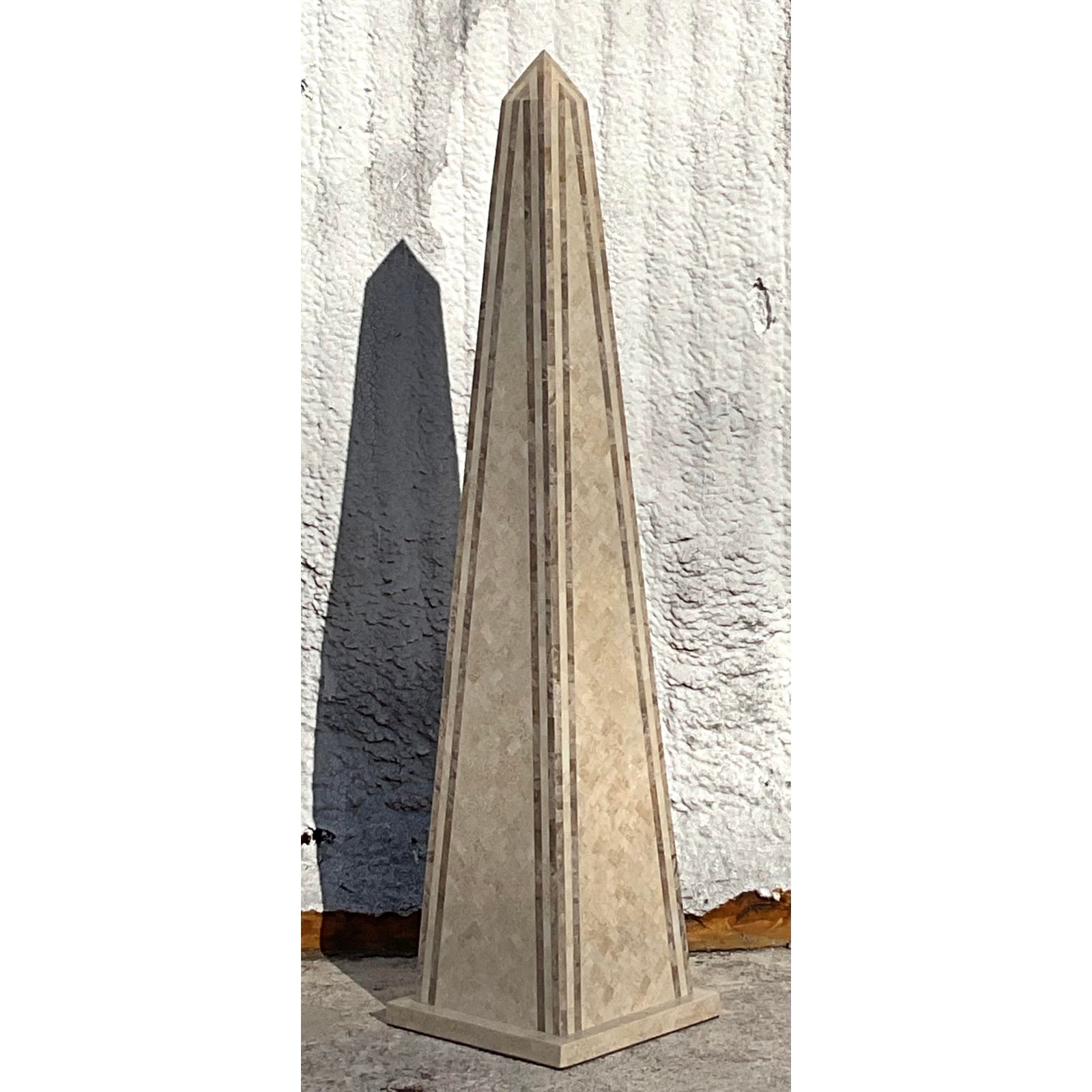 Vintage Boho Monumental Tessellated Stone Obelisk - Top view