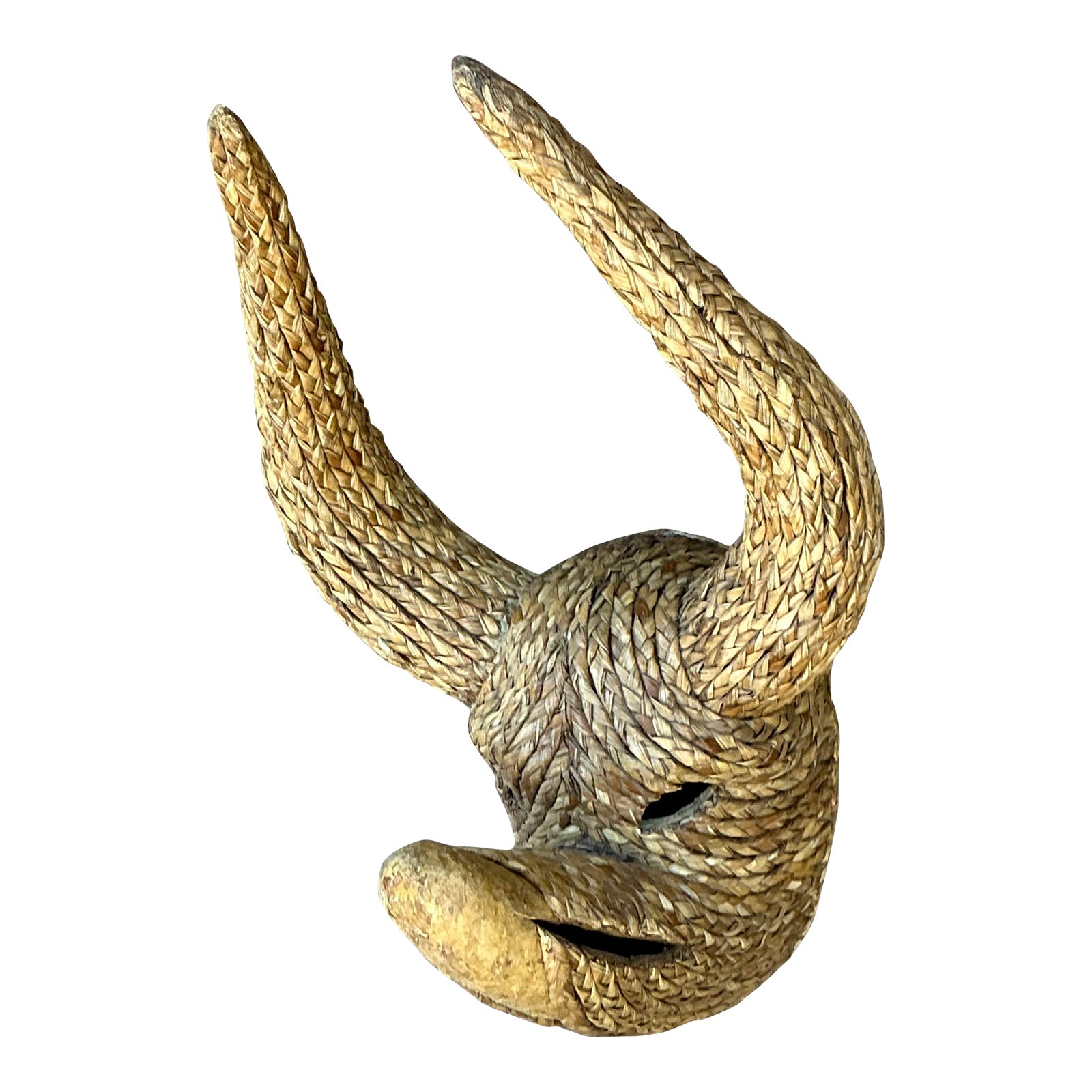 Vintage Boho Woven Rattan Bull