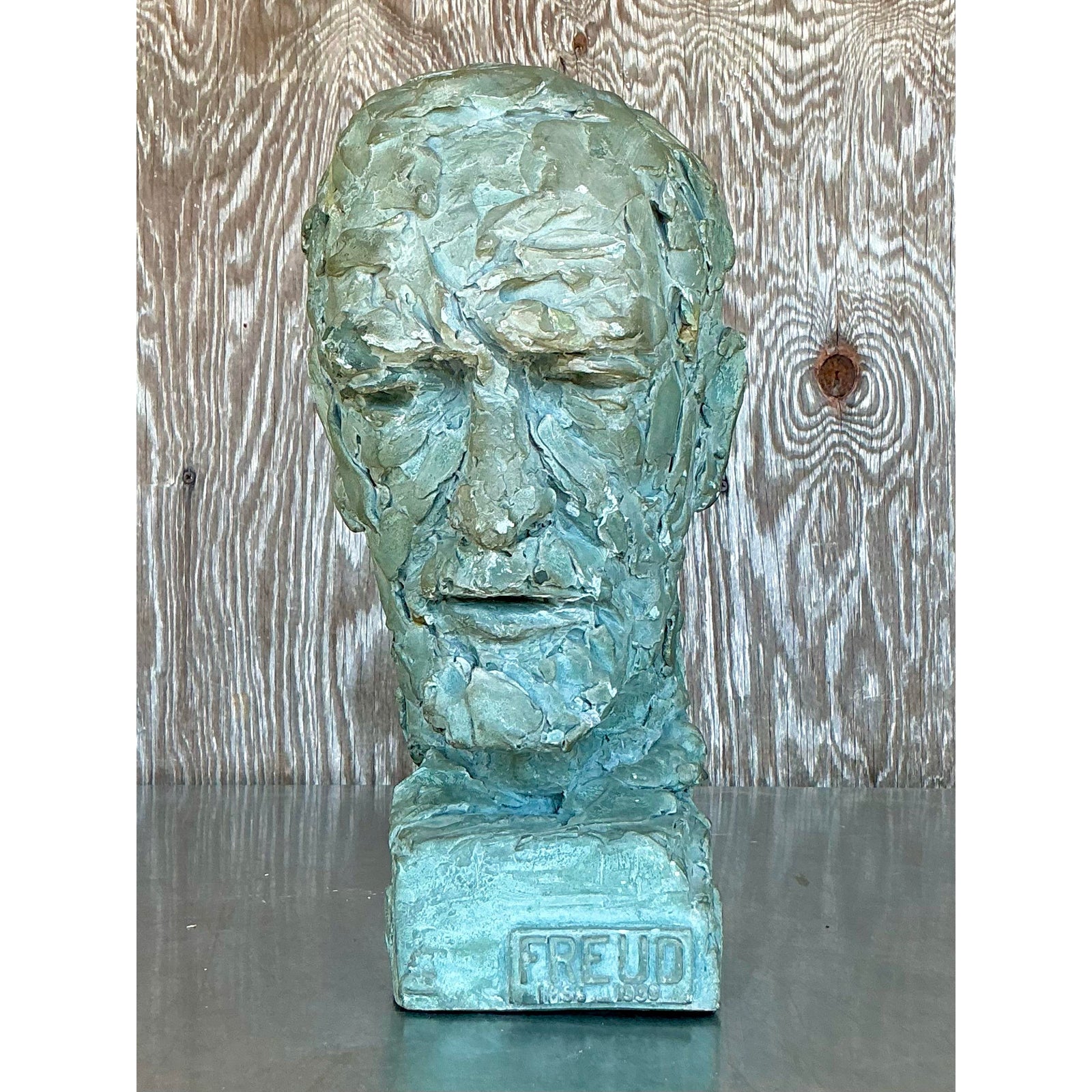 Vintage Postmodern Plaster Bust of Freud - Side view