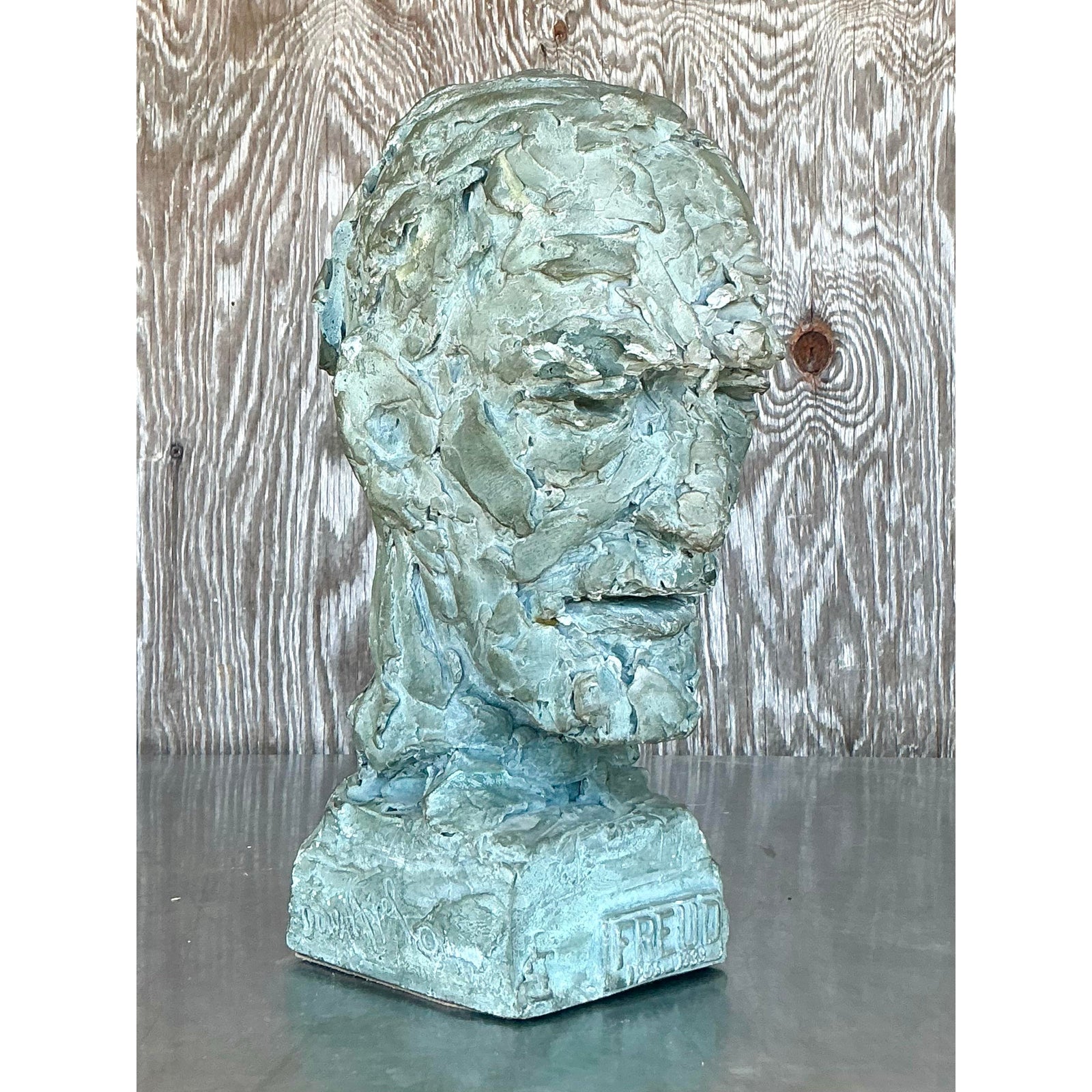 Vintage Postmodern Plaster Bust of Freud - Top view