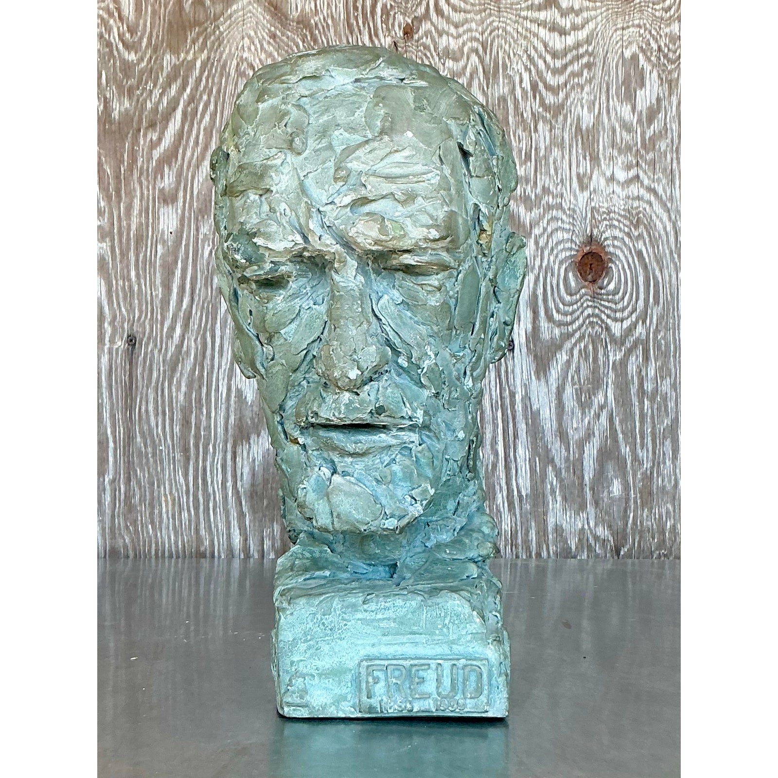 Vintage Postmodern Plaster Bust of Freud - Detail view