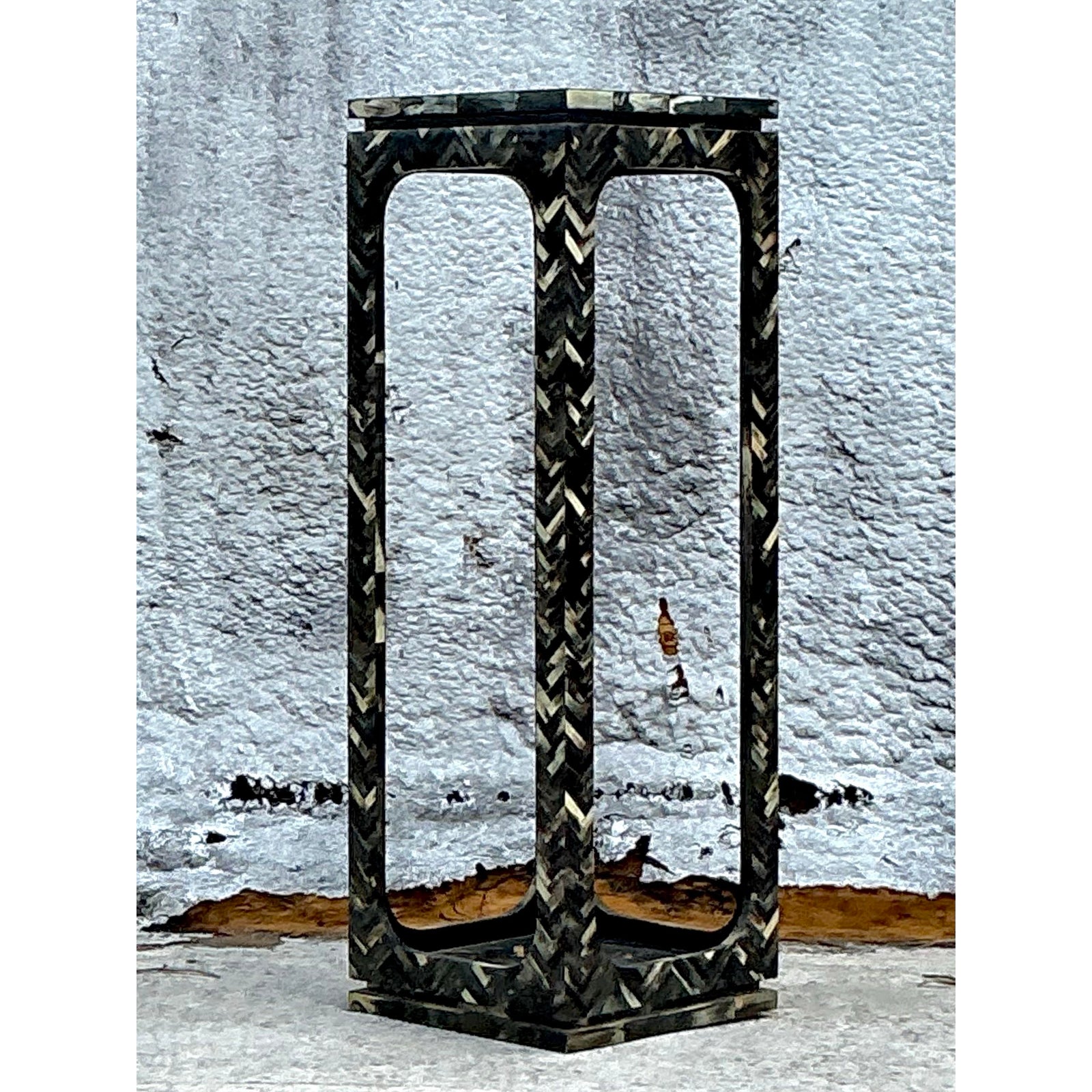 Vintage Coastal Tessellated Horn Pedestal - Side view