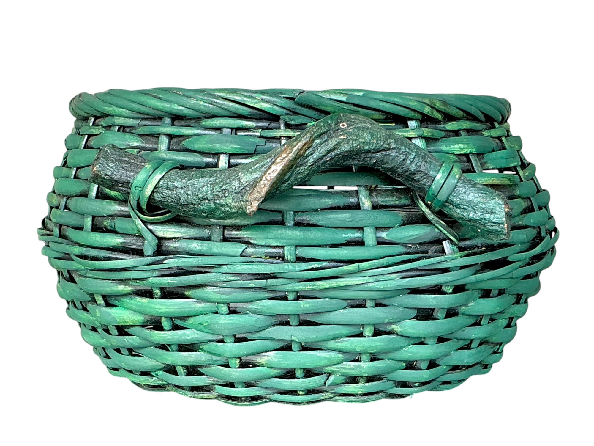 Vintage Boho Woven Rattan Branch Basket