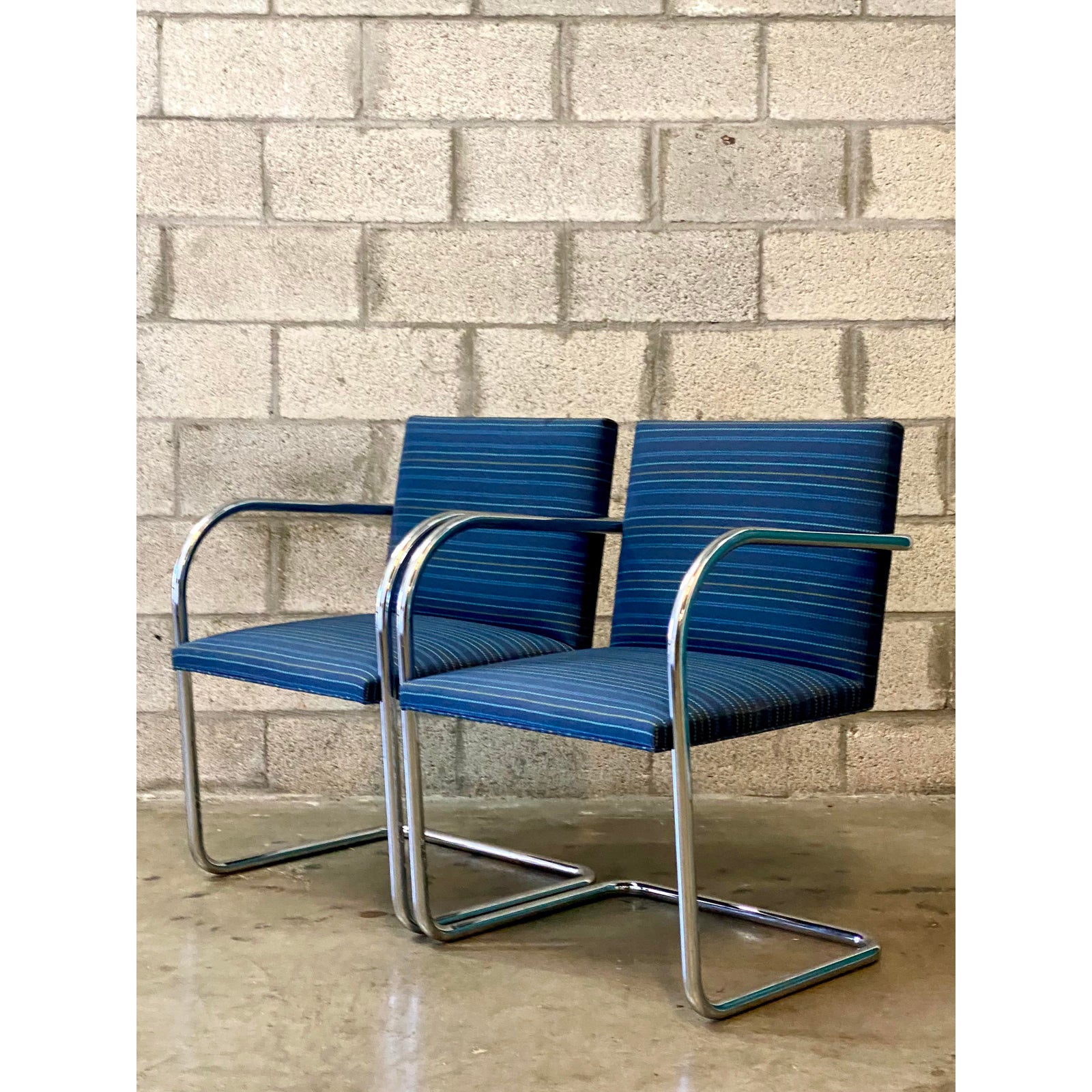 Vintage Midcentury Knoll Tubular Brno Chairs - a Pair - Back view
