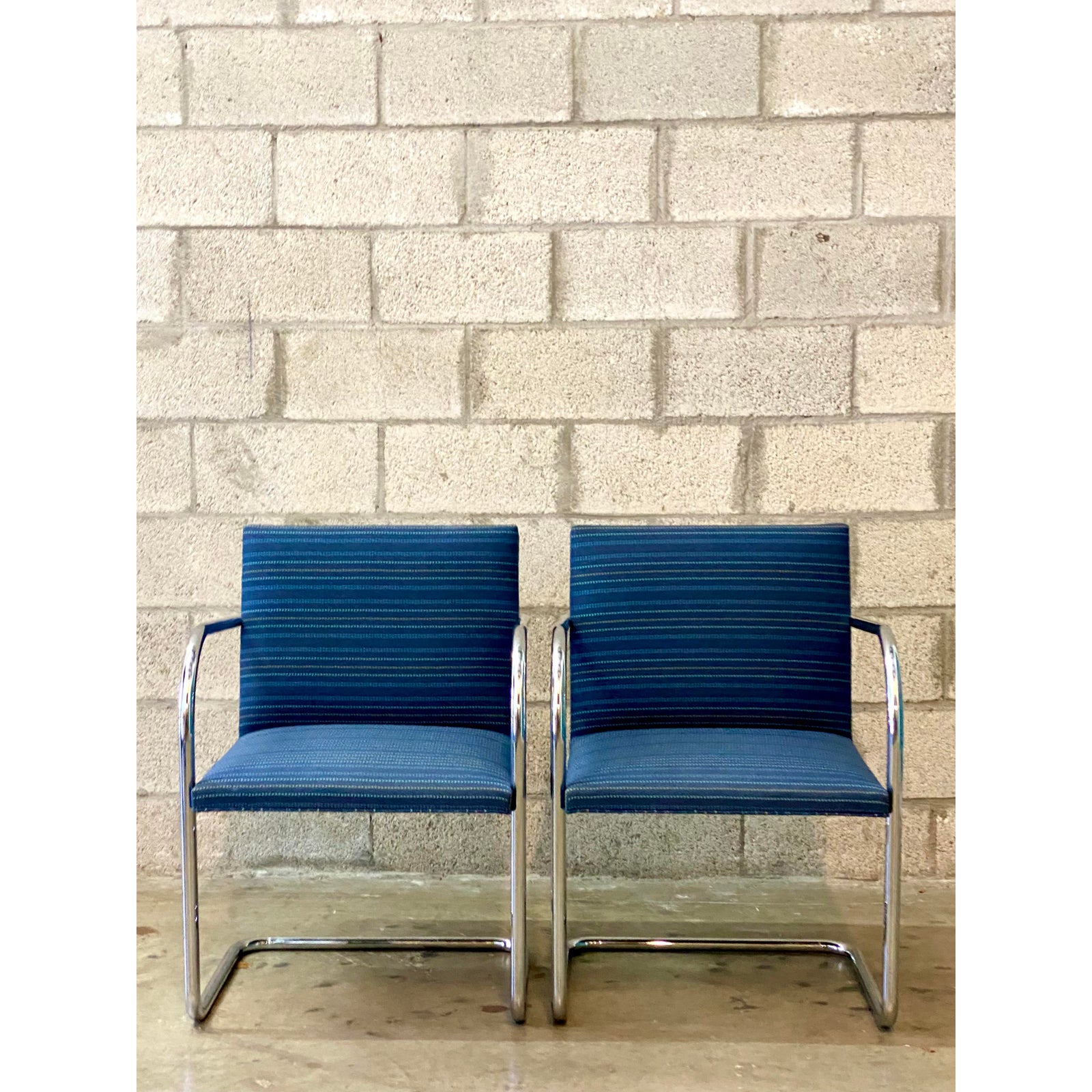 Vintage Midcentury Knoll Tubular Brno Chairs - a Pair - Side view