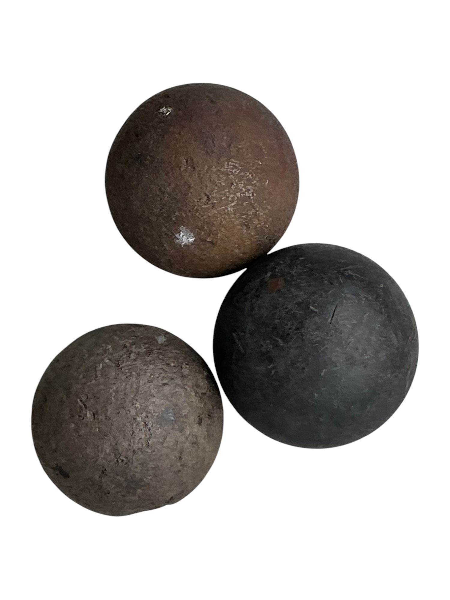 Vintage Boho Solid Iron Cannonballs - Set Of Three 