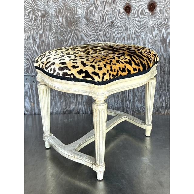 Vintage Regency Scalamandre Velvet Low Stool - Top view