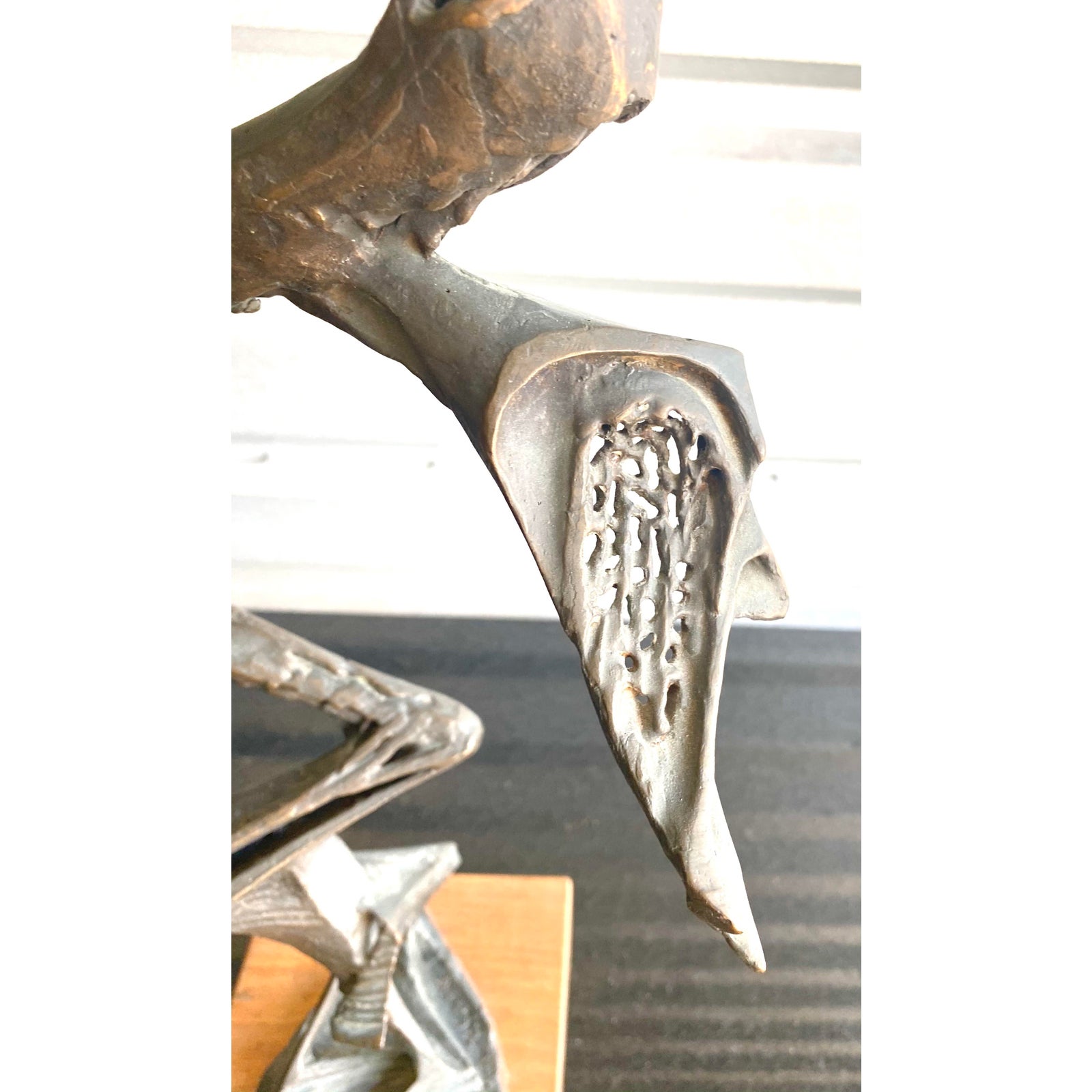Midcentury Brutalist Bronze Abstract Sculpture Signed Robert Cool - Top view