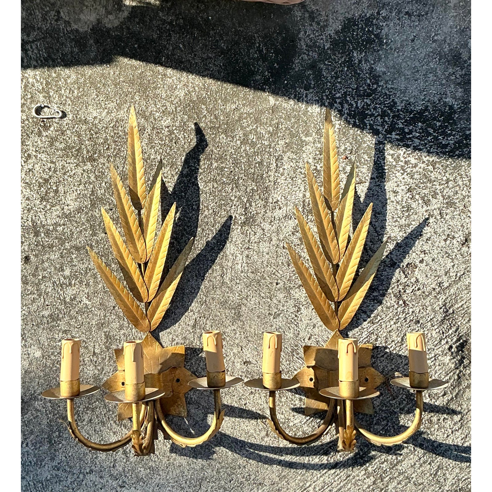 Vintage Regency Gilt Leaf Sconce - A Pair - Side view