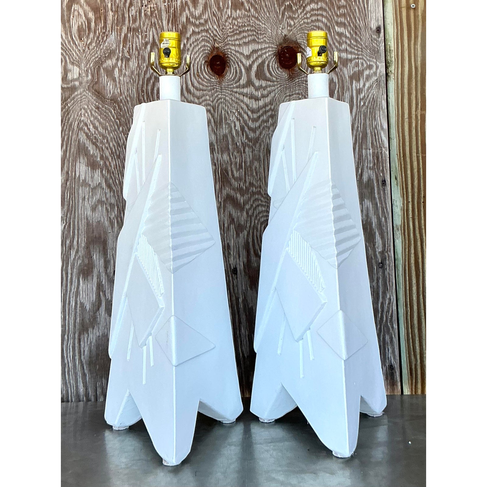 Vintage Mid 20th Century ArtMaster Plaster Lamps - A Pair - Side view