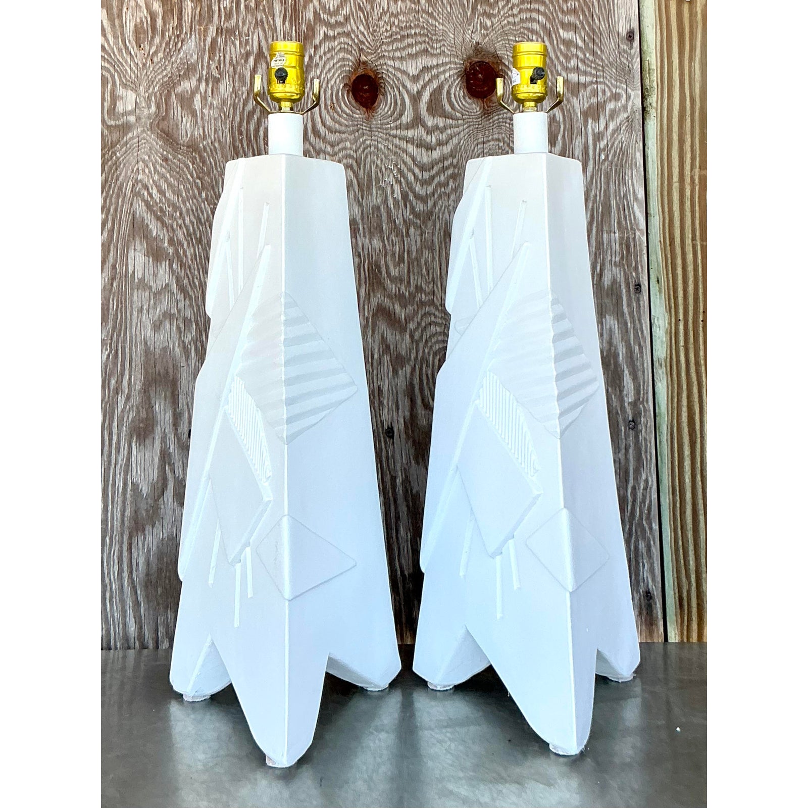 Vintage Mid 20th Century ArtMaster Plaster Lamps - A Pair - Detail view