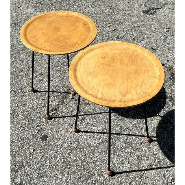 Mid 20th Century Vintage Tony Paul Tempo Group Tray Tables - A Pair - Side view