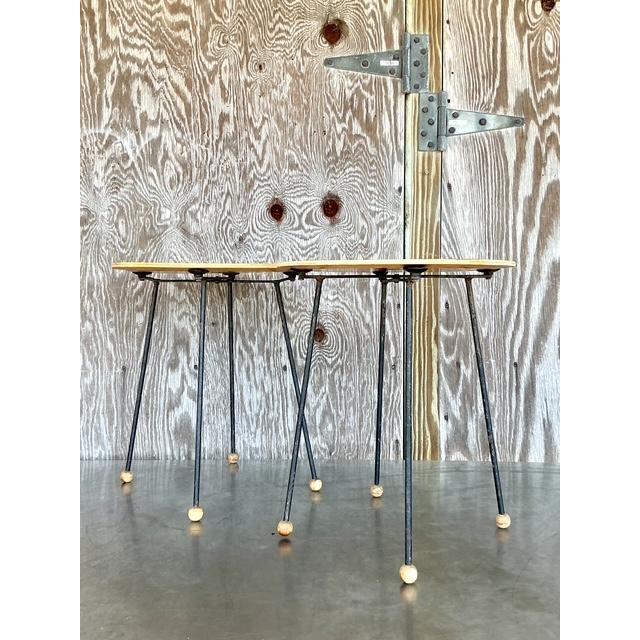 Mid 20th Century Vintage Tony Paul Tempo Group Tray Tables - A Pair - Back view