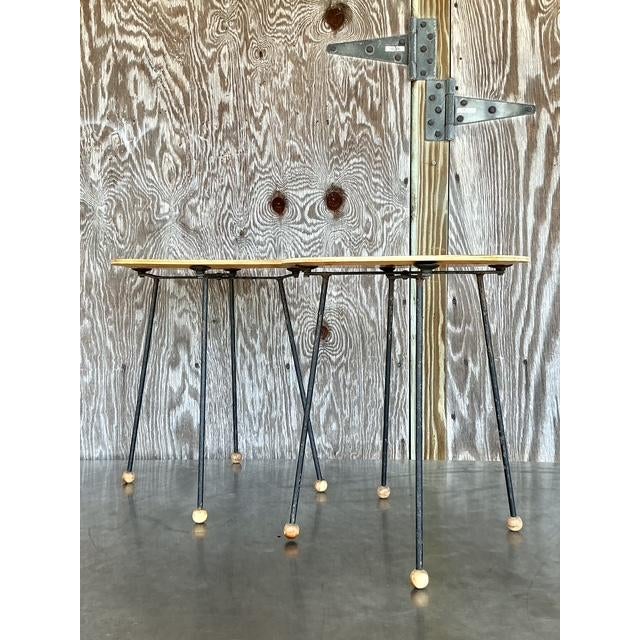 Mid 20th Century Vintage Tony Paul Tempo Group Tray Tables - A Pair - Top view