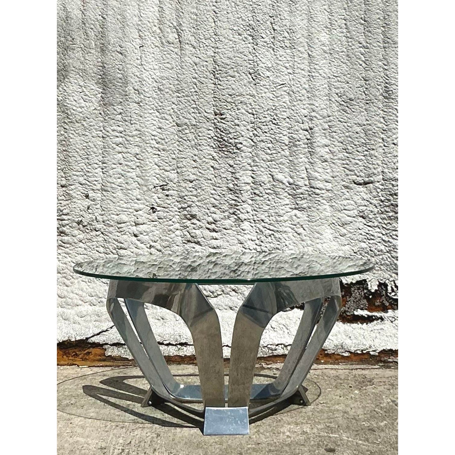 Vintage 1970 Aluminum Coffee Table After Knut Hestergberg - Detail view