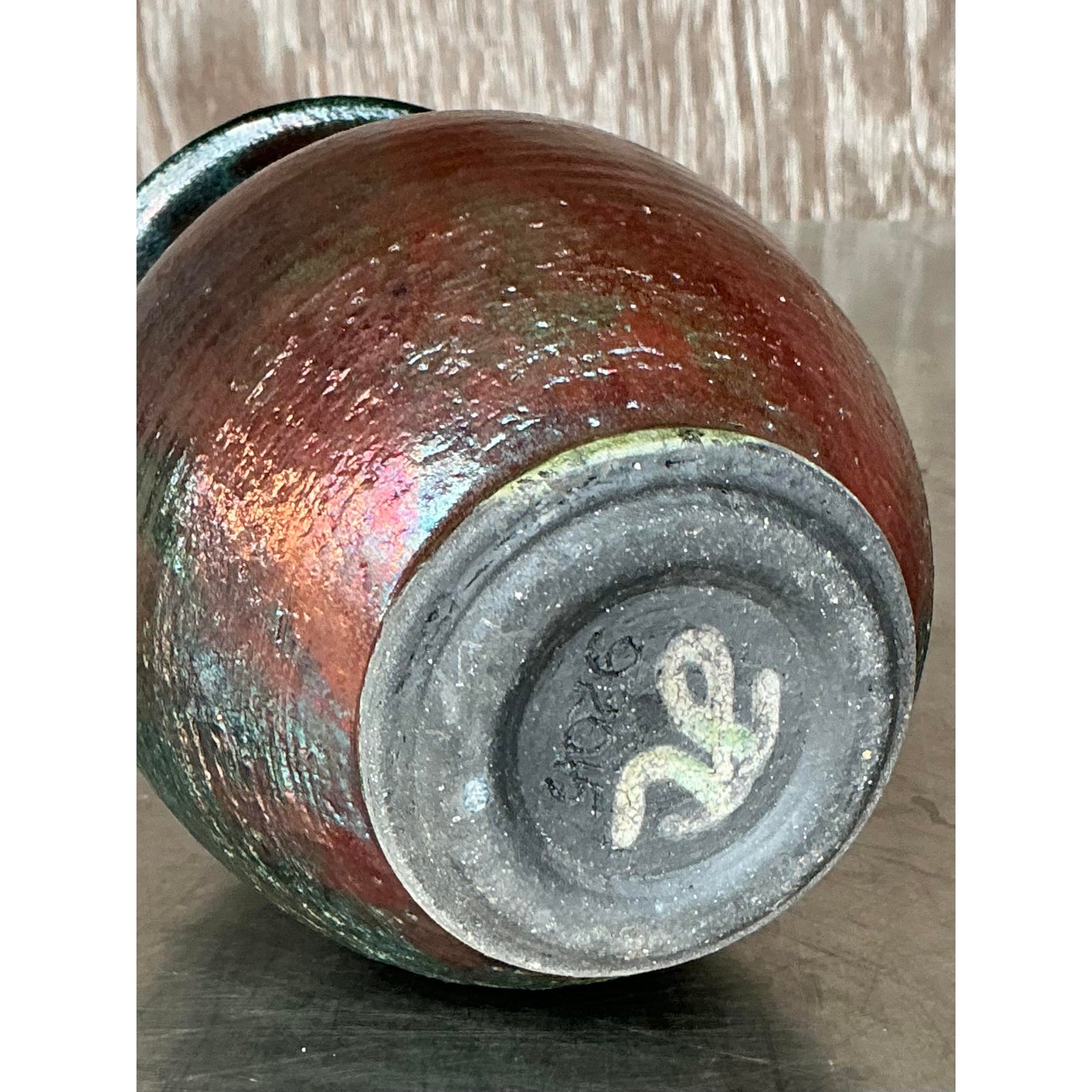 Vintage Boho Original Studio Pottery Vase - Top view