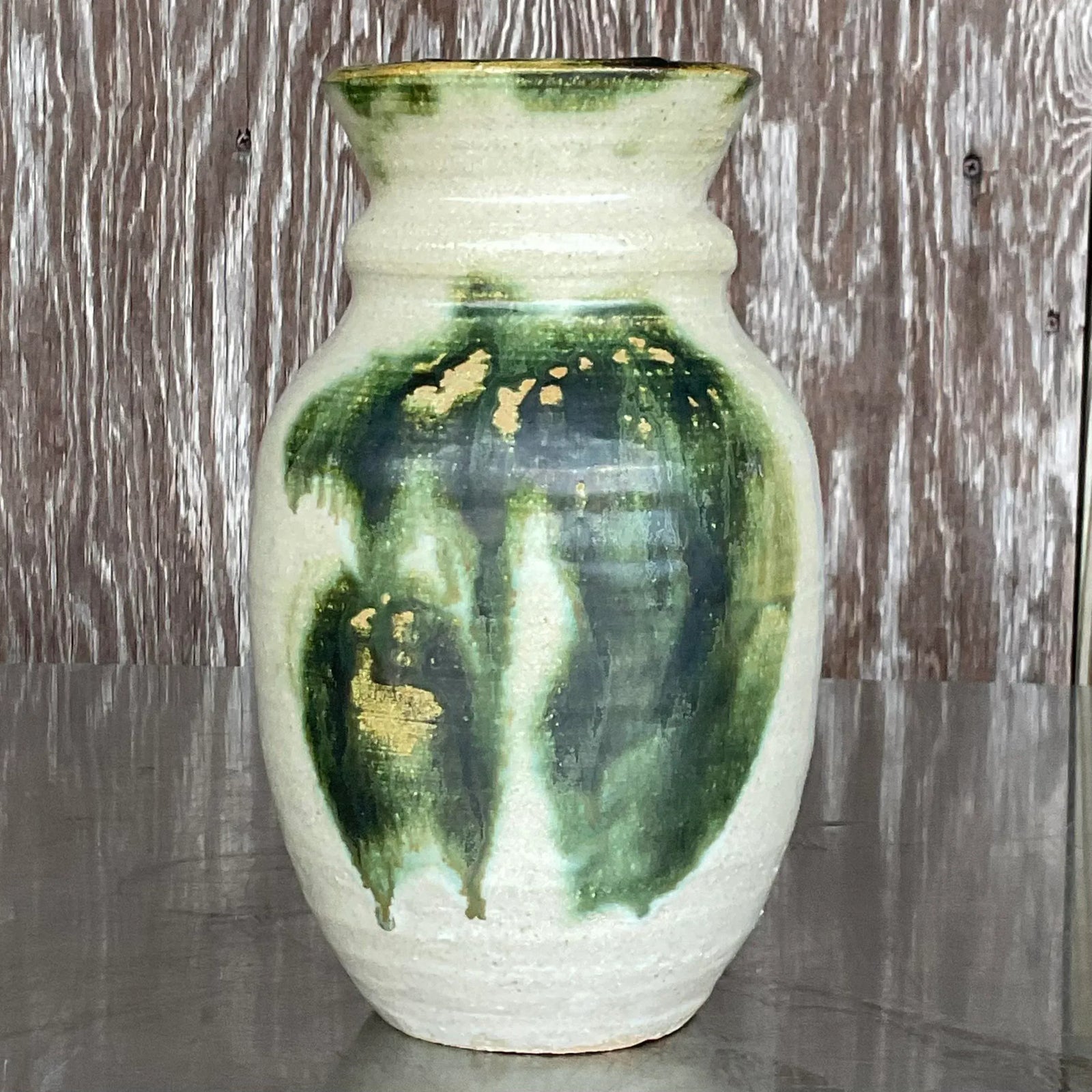 Vintage Boho Signed Hand-Painted Studio Pottery Vase - Detail view