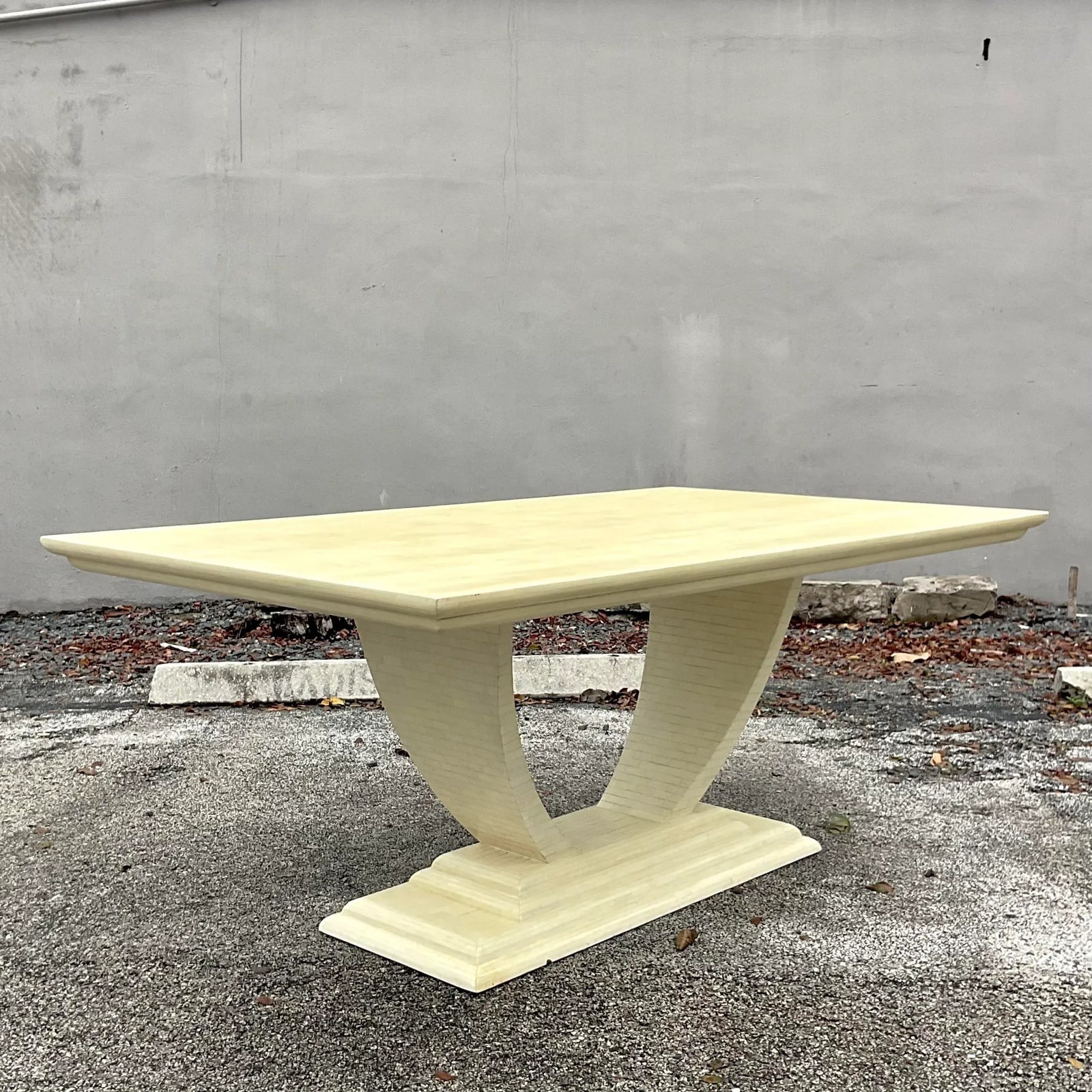 Late 20th Century Vintage Deco Tessallated Bone Jimeco Dining Table - Back view