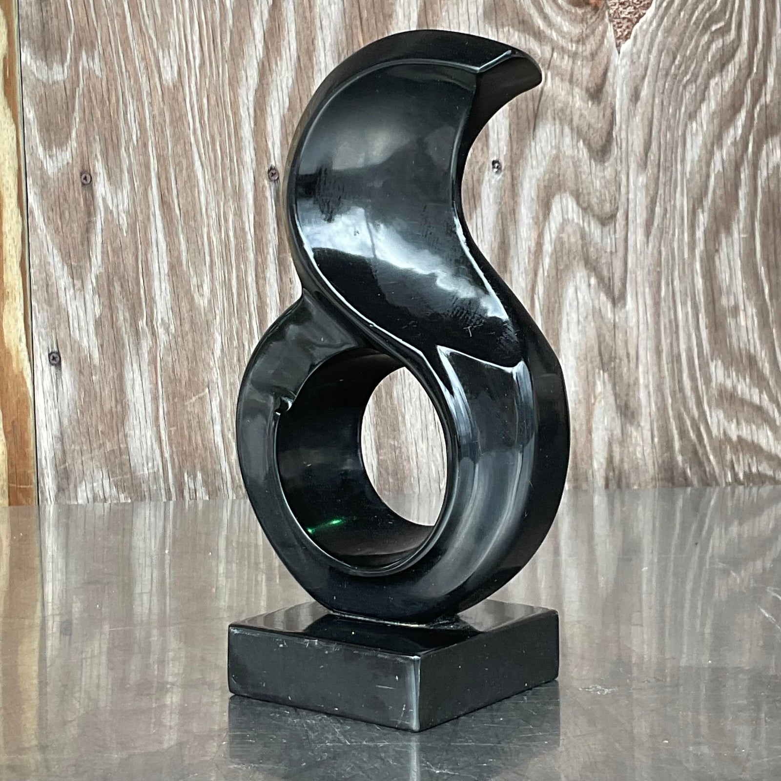 Vintage Boho Abstract Stone Sculpture - Side view