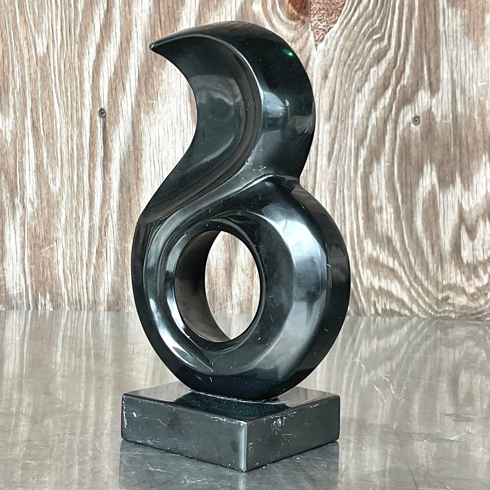 Vintage Boho Abstract Stone Sculpture - Back view
