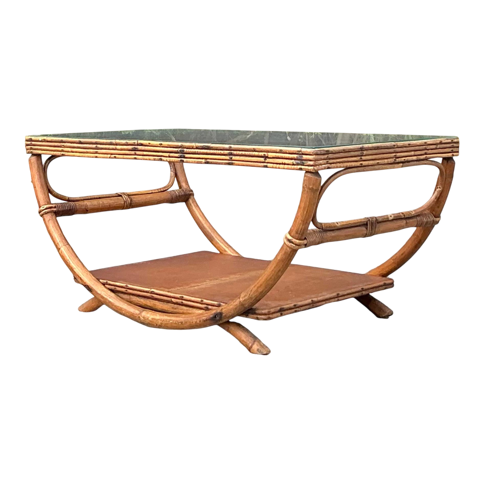 Vintage Coastal Bent Rattan Coffee Table