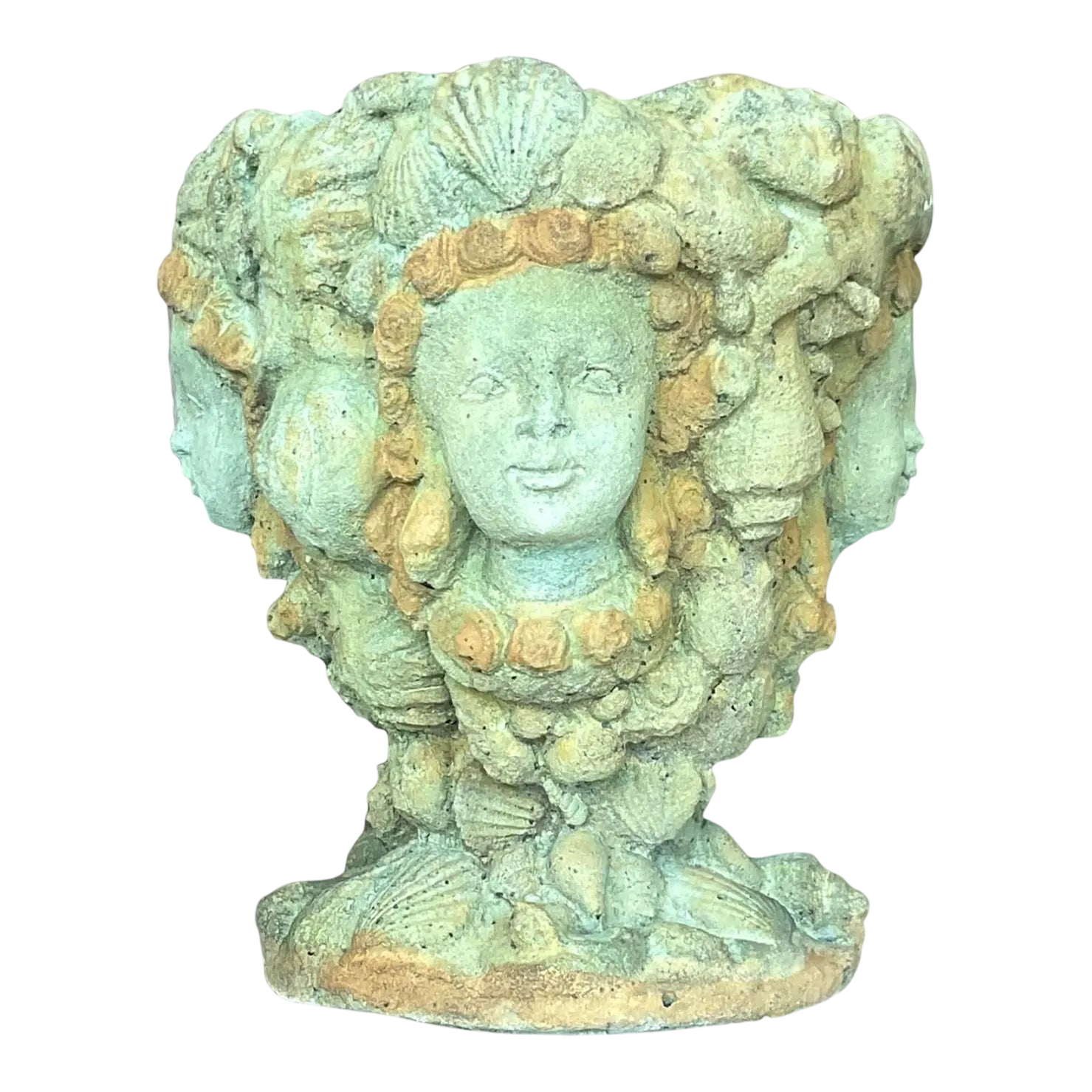 Vintage Boho Tinted Cast Concrete Mermaid Planter
