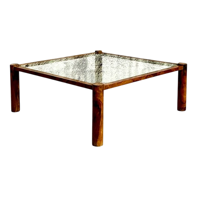 Vintage Boho Italian Burl Olive Wood Coffee Table