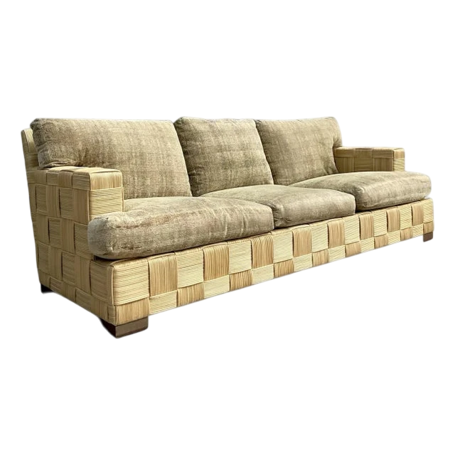 Vintage Coastal Donghia “Block Island” Woven Rattan Sofa