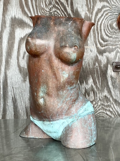 Vintage Boho Original Bronze Sculpture Of Woman - Top view