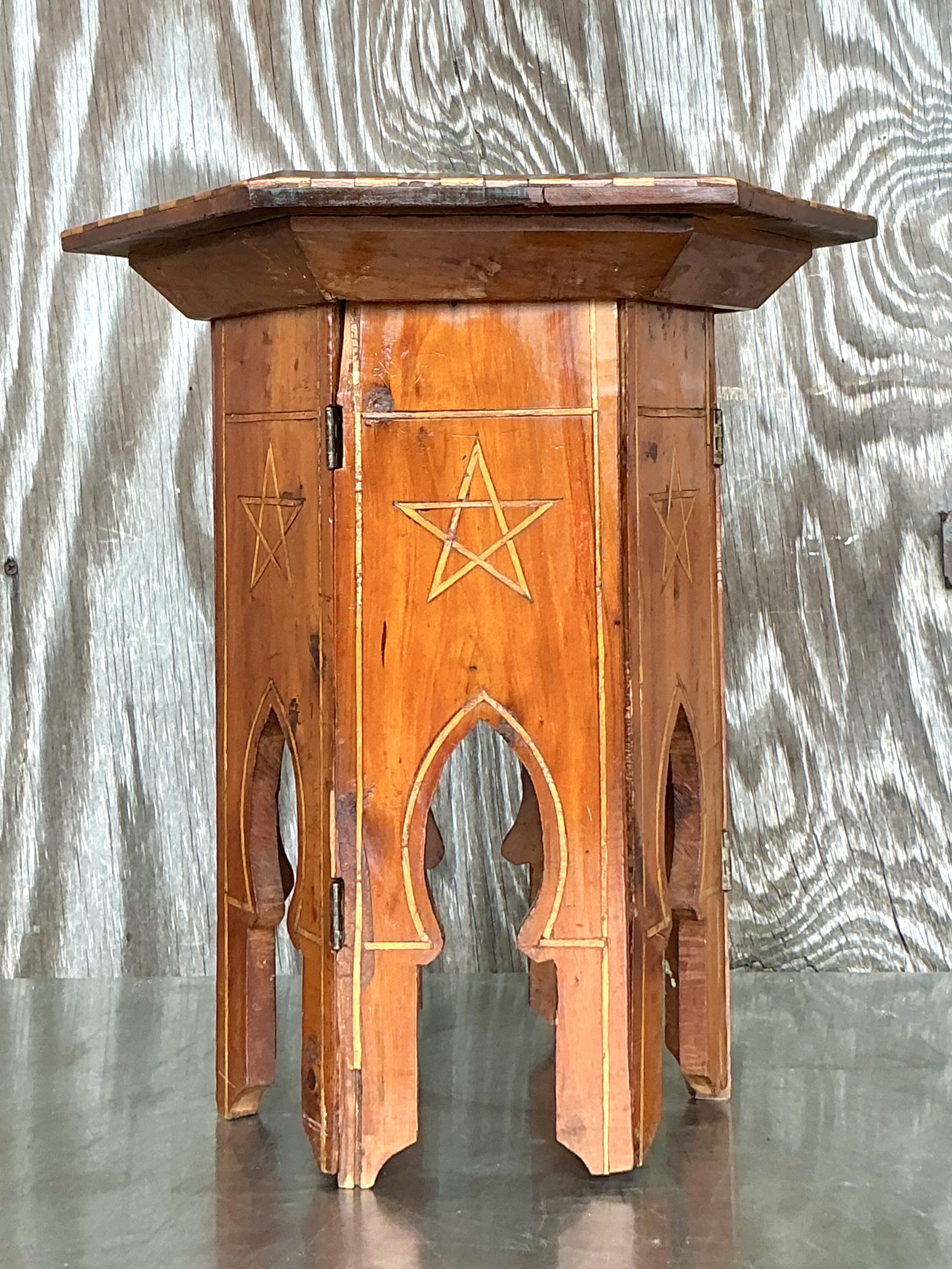 Vintage Boho Inlay Drinks Table - Top view