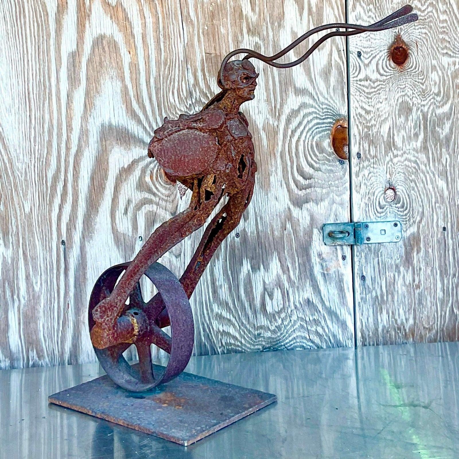 Vintage Boho Distressed Abstract Sculpture - Detail view