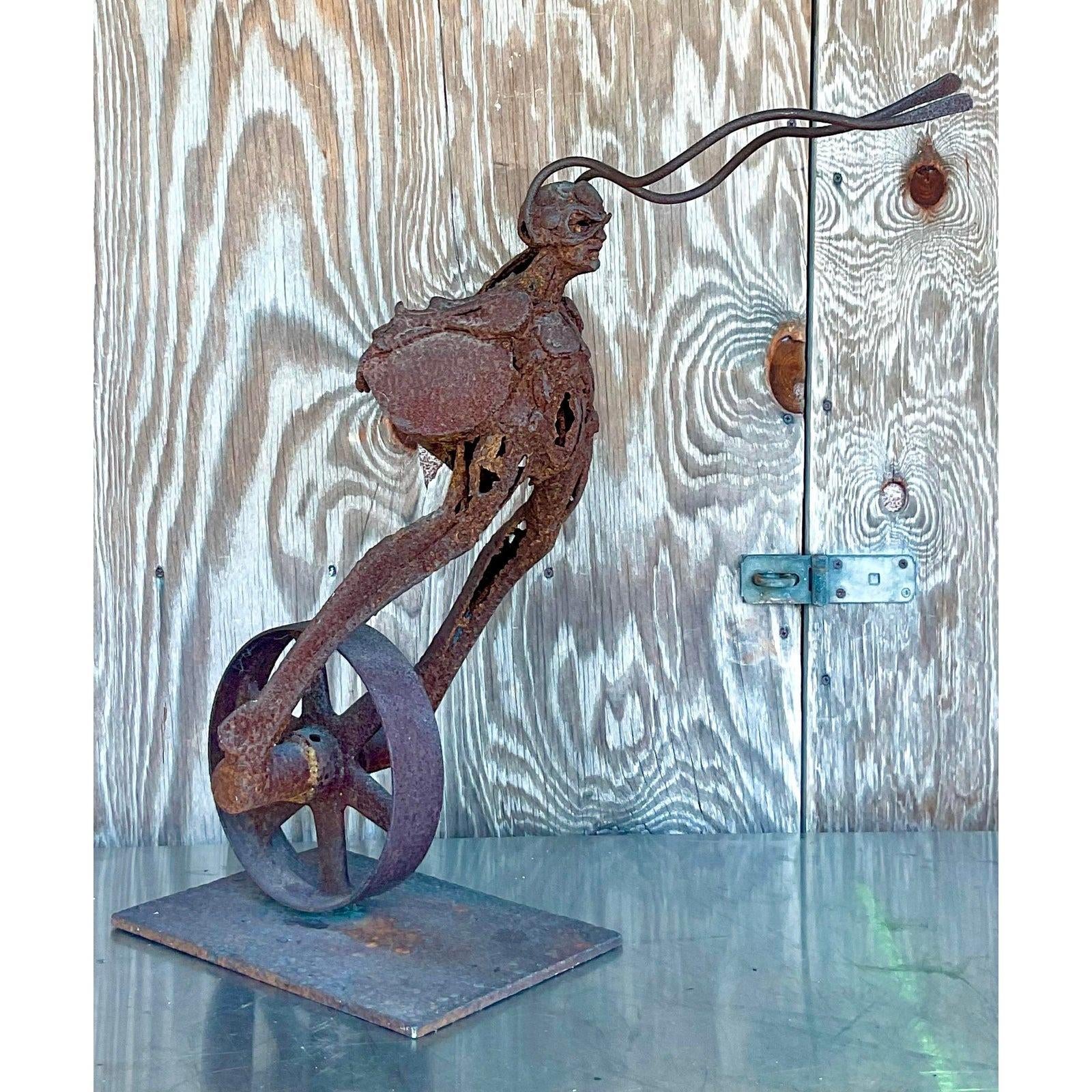 Vintage Boho Distressed Abstract Sculpture - Top view