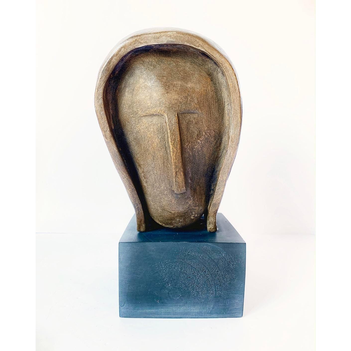 Abstract Sculpture of Woman’s Head Signed J. Dersh - Side view