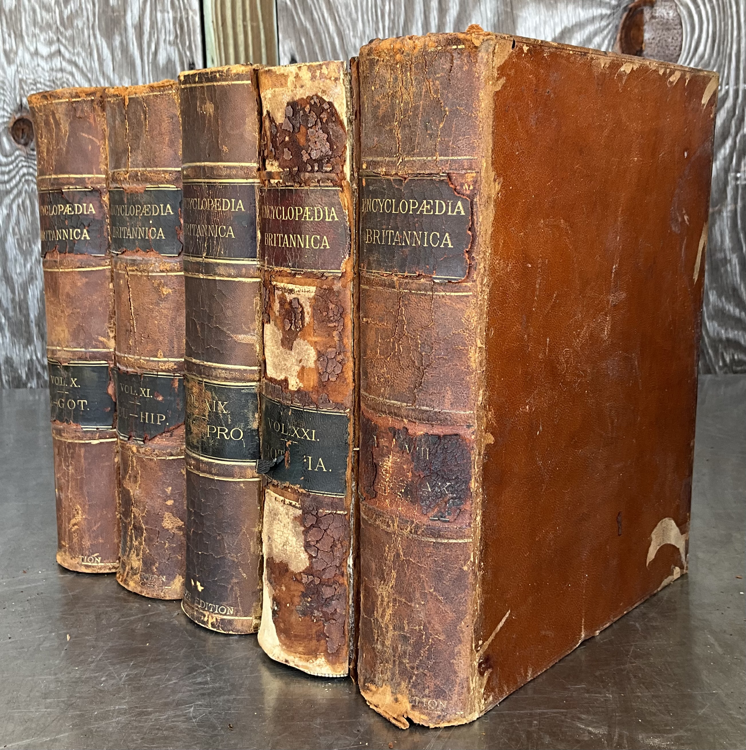 Vintage Encyclopedia Britannica- Set of 5 - Back view