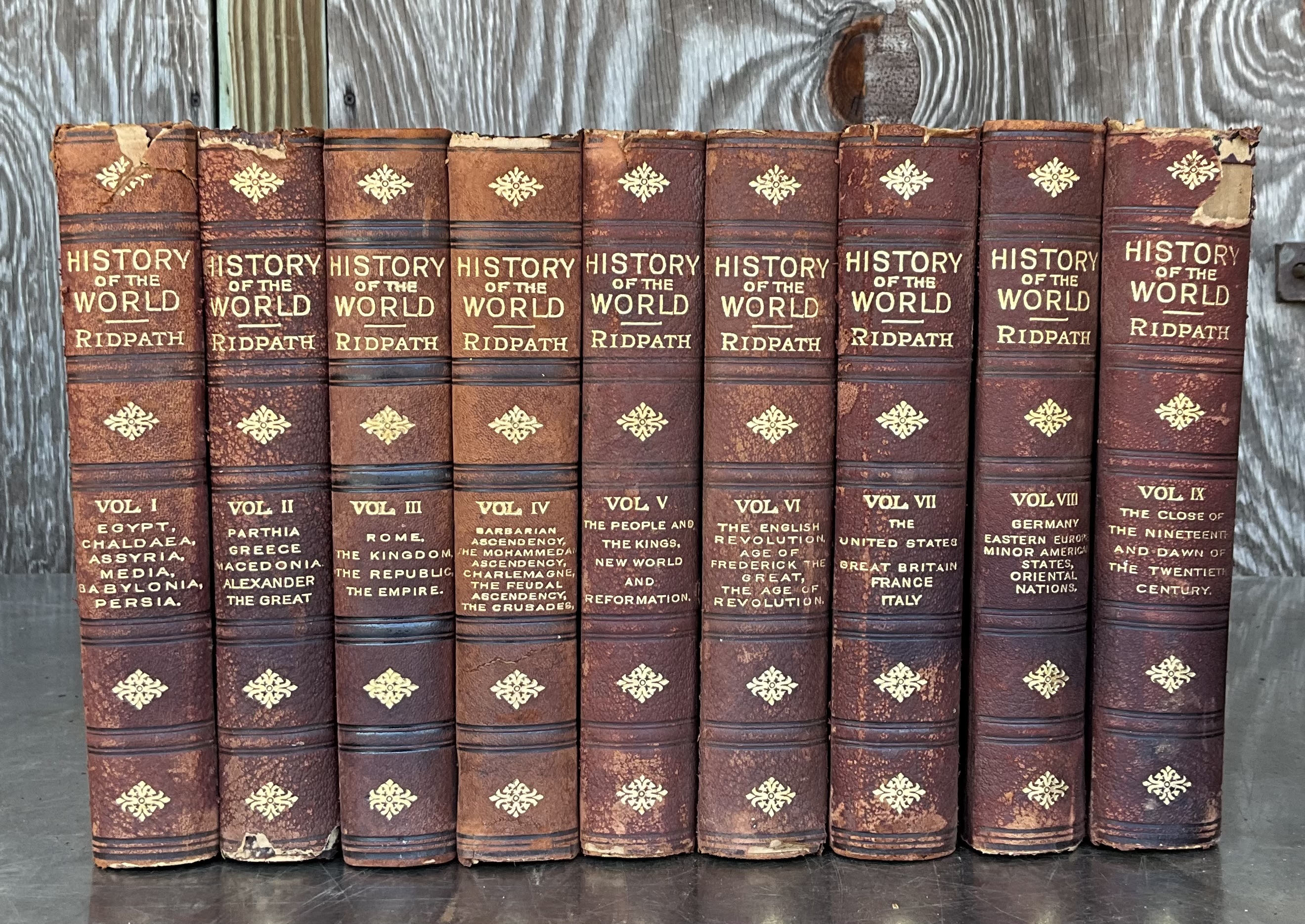 Vintage History of the World Ridpath 9 Volumes - Detail view