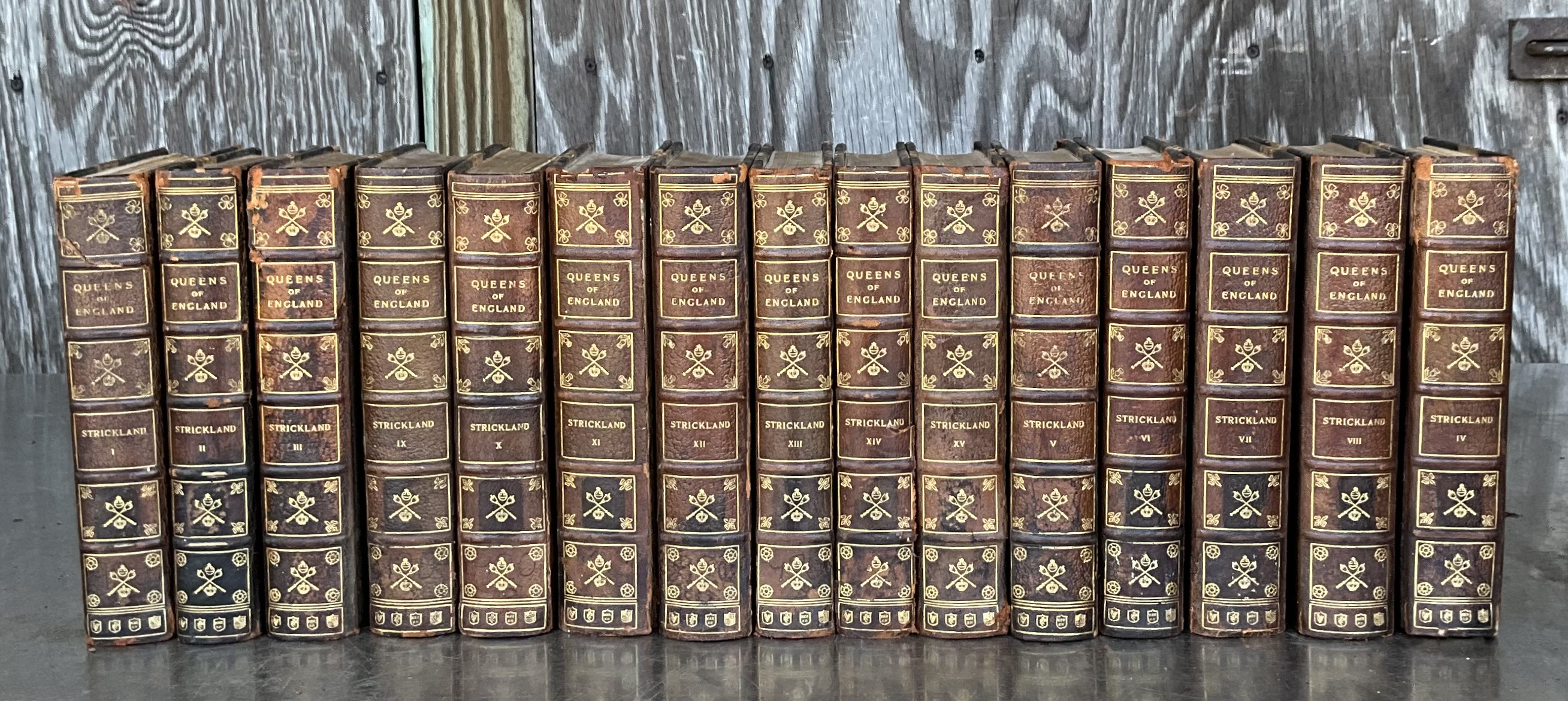 Vintage Queens of England Strickland 15 Volume Set - Back view