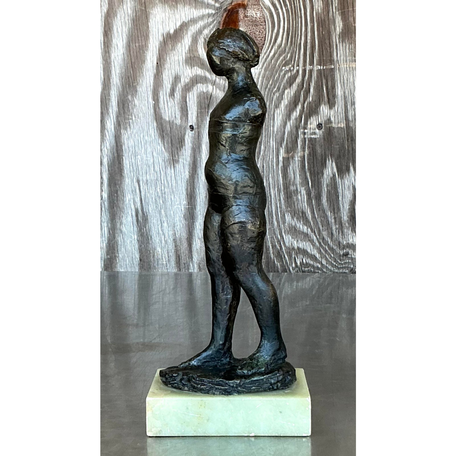 Vintage Boho Bronze Female Figure - Side view