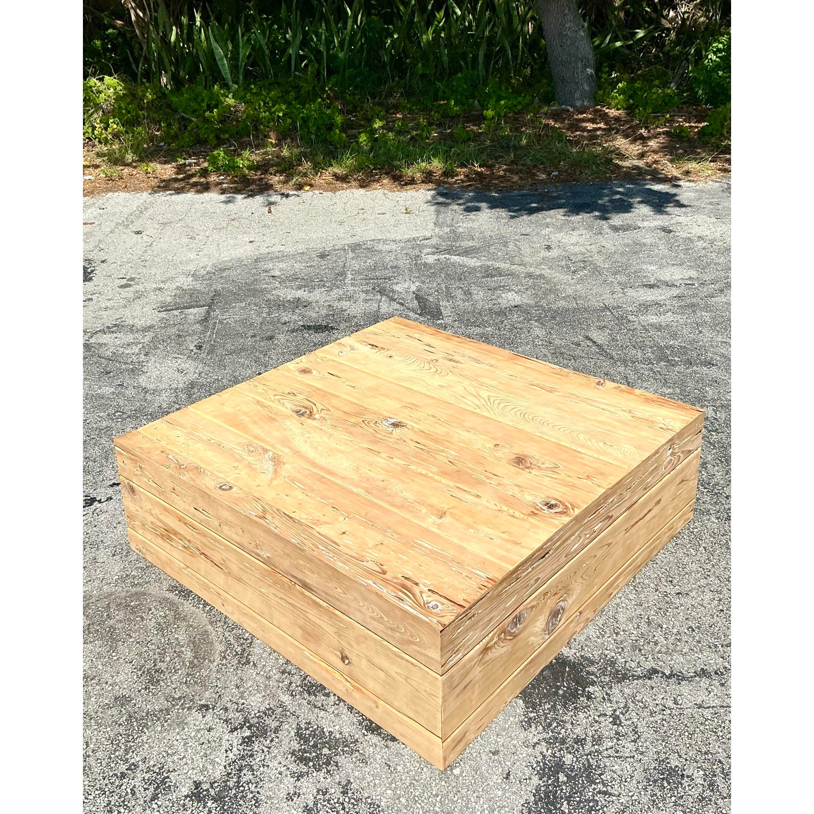 Vintage Boho Florida Pecky Cypress Coffee Table - Detail view