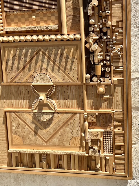 Vintage Boho Robert Salleroli Wood Assemblage Wall Sculpture - Top view