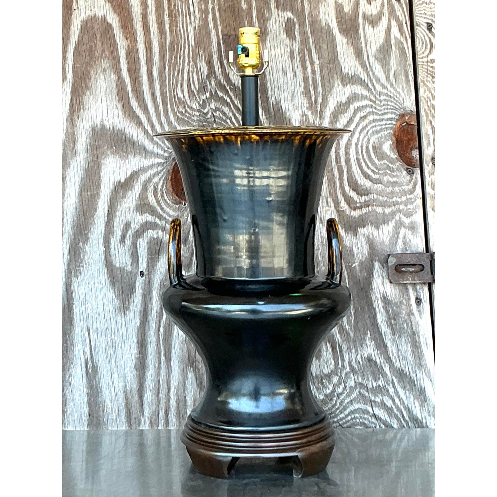 Vintage Boho Frederick Cooper Glazed Ceramic Lamp - Side view