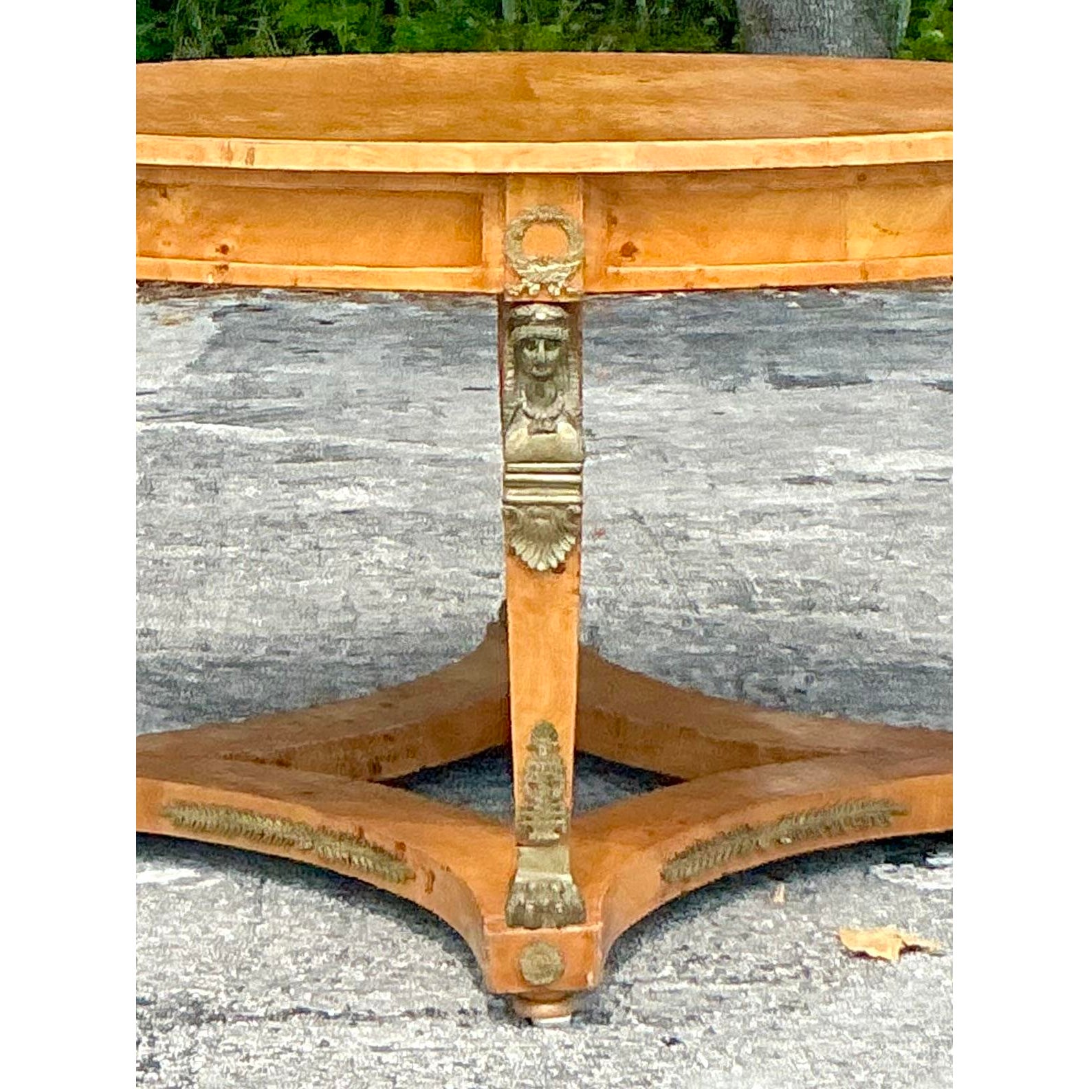 Vintage Neoclassical Burl and Ormolu Center Hall Table - Back view